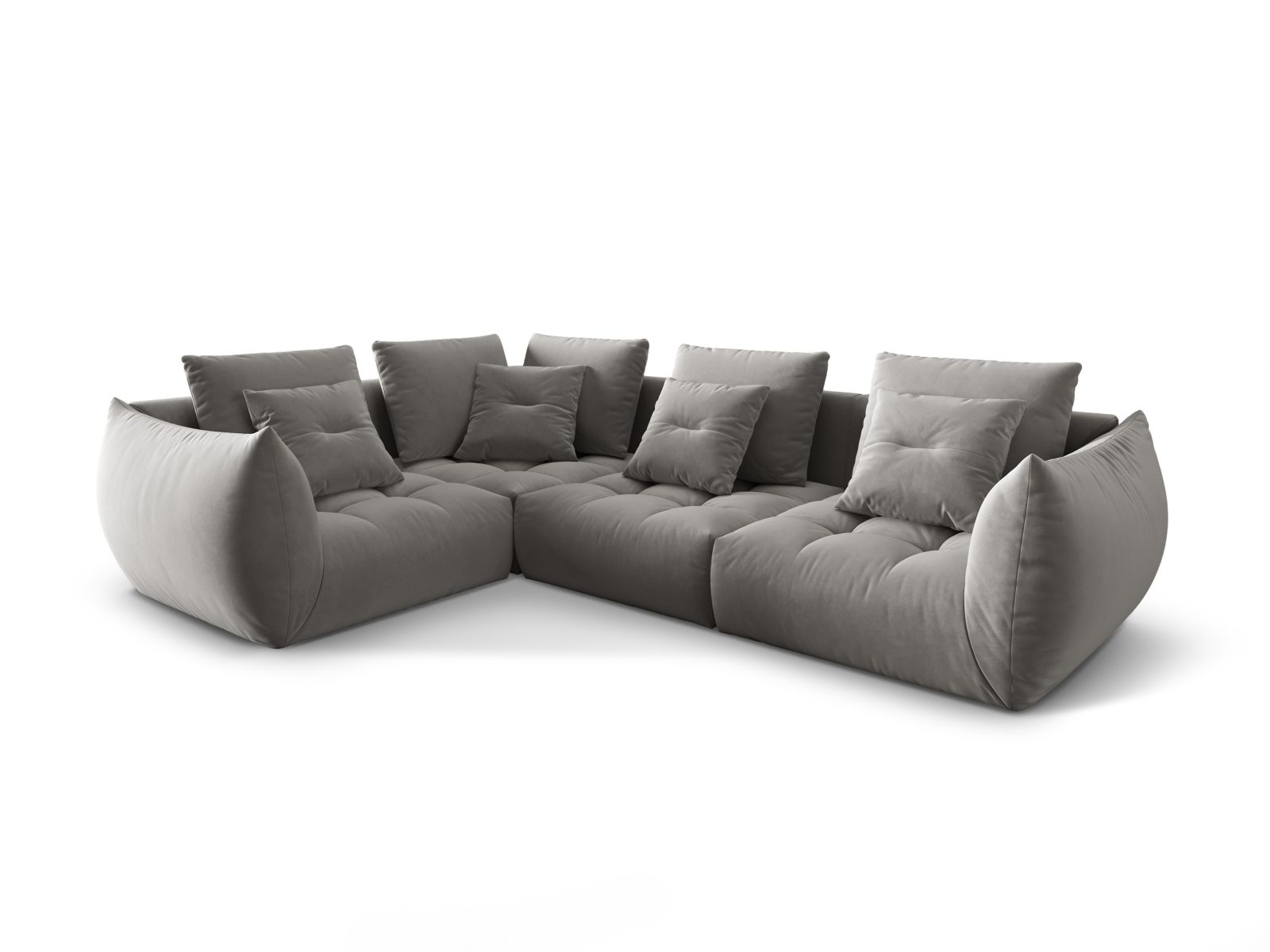 Velvet Modular Left Corner Sofa, "Bloom", 3 Seats, 316x222x97