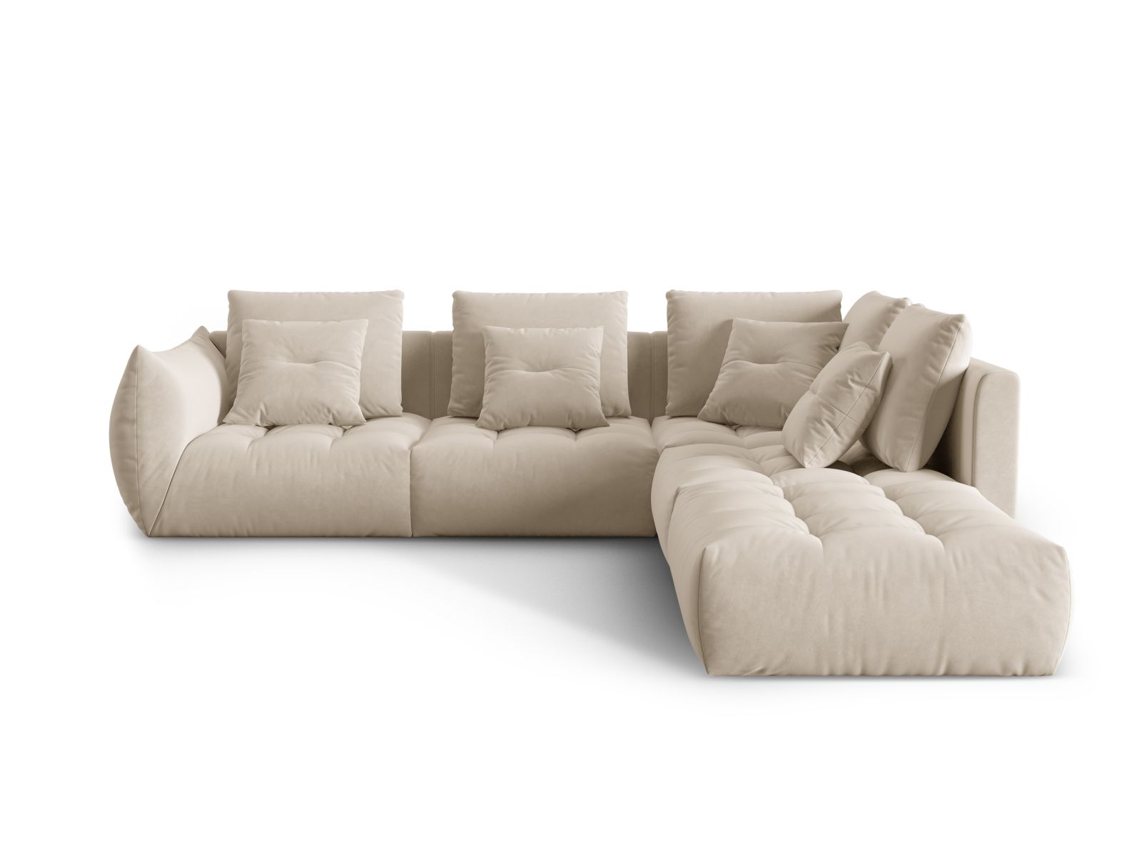 Velvet Modular Right Corner Sofa, "Bloom", 4 Seats, 316x307x97