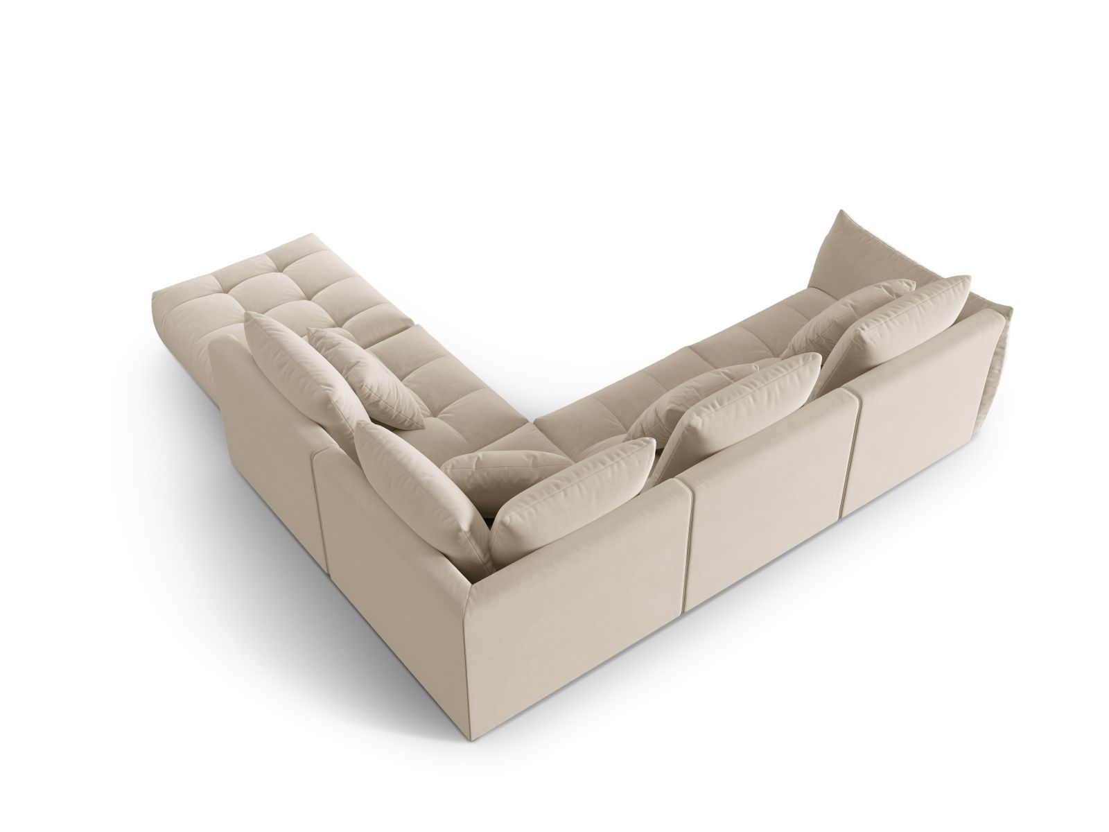 Velvet Modular Right Corner Sofa, "Bloom", 4 Seats, 316x307x97