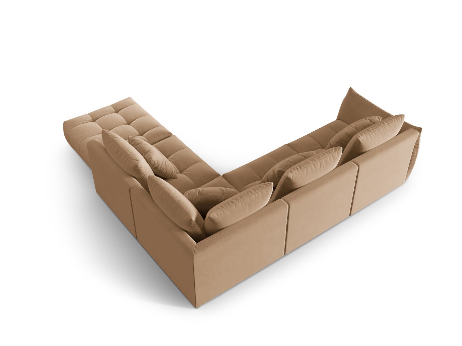 Velvet Modular Right Corner Sofa, "Bloom", 4 Seats, 316x307x97
