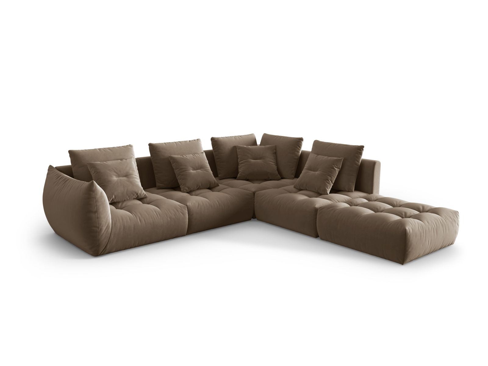 Velvet Modular Right Corner Sofa, "Bloom", 4 Seats, 316x307x97
