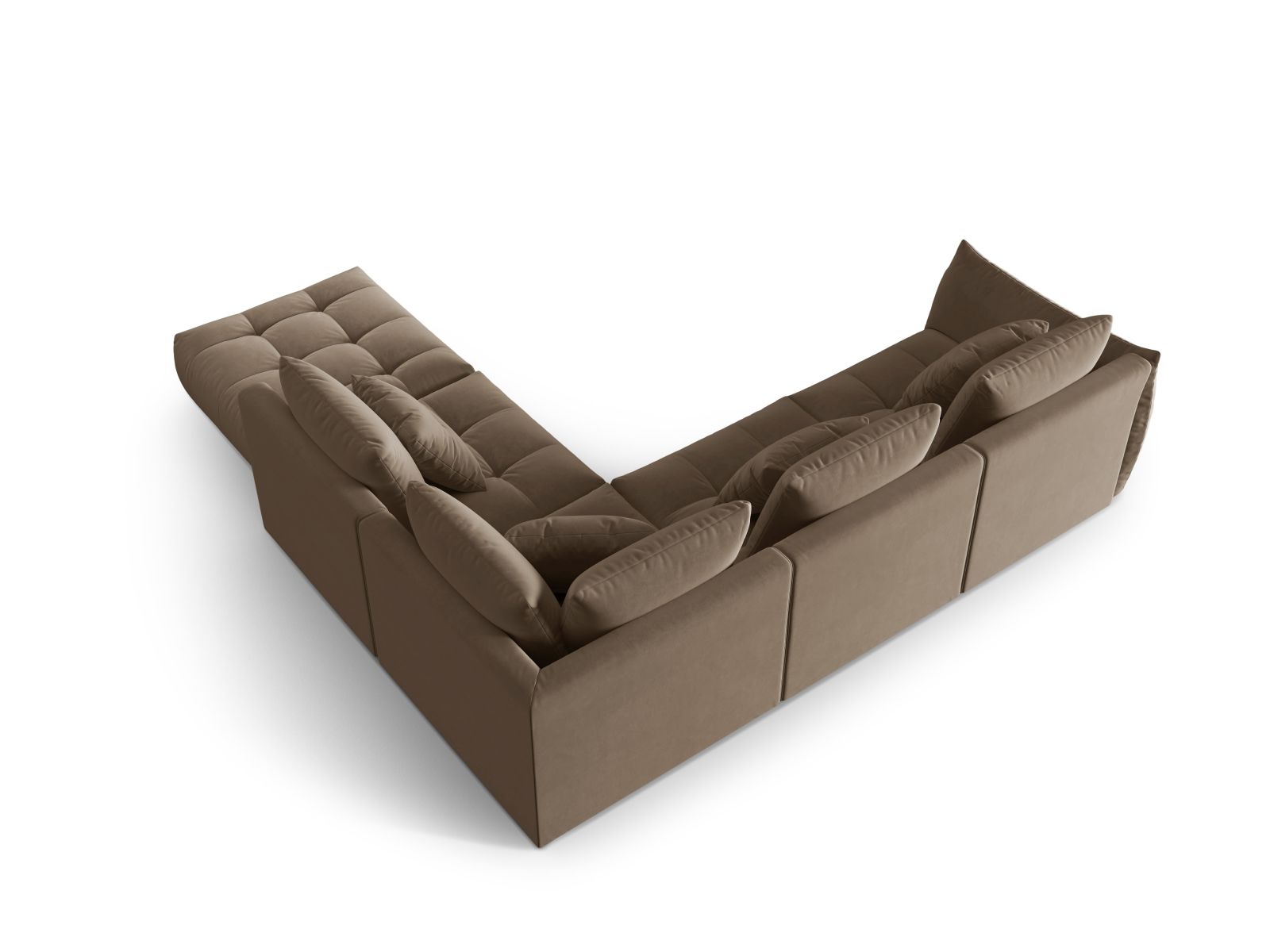 Velvet Modular Right Corner Sofa, "Bloom", 4 Seats, 316x307x97