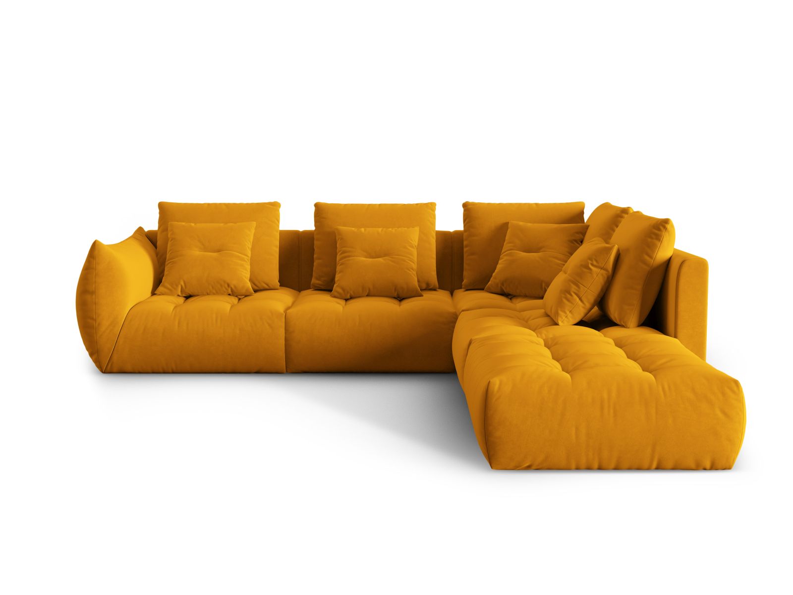 Velvet Modular Right Corner Sofa, "Bloom", 4 Seats, 316x307x97
