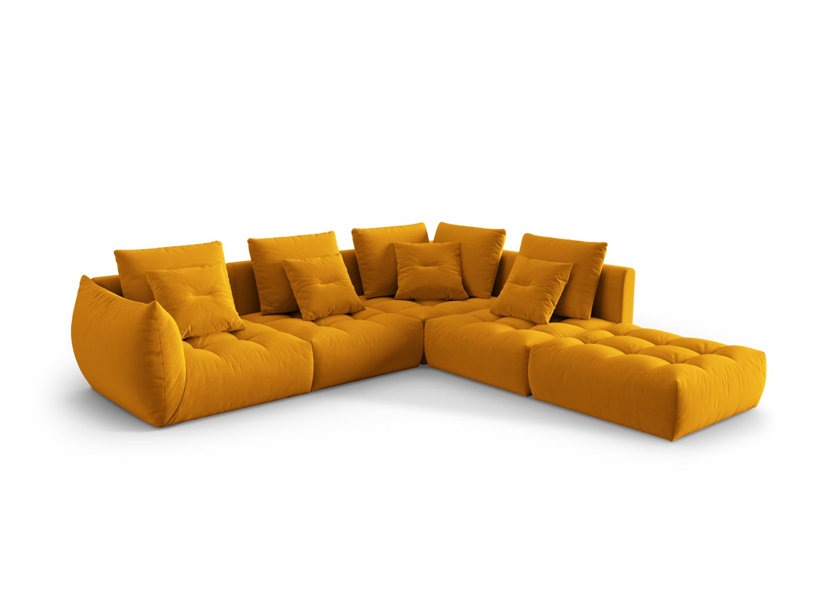 Velvet Modular Right Corner Sofa, "Bloom", 4 Seats, 316x307x97