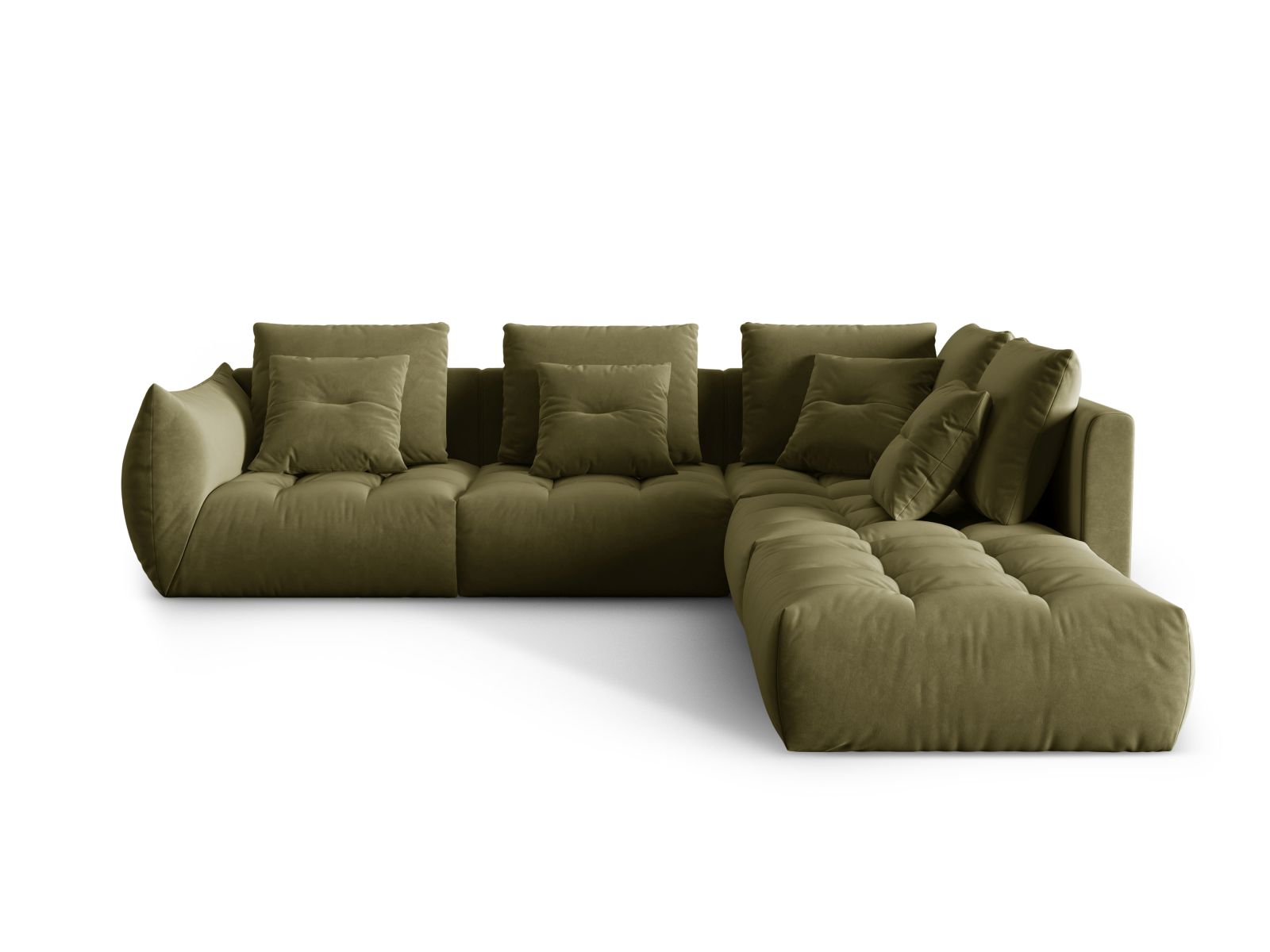 Velvet Modular Right Corner Sofa, "Bloom", 4 Seats, 316x307x97