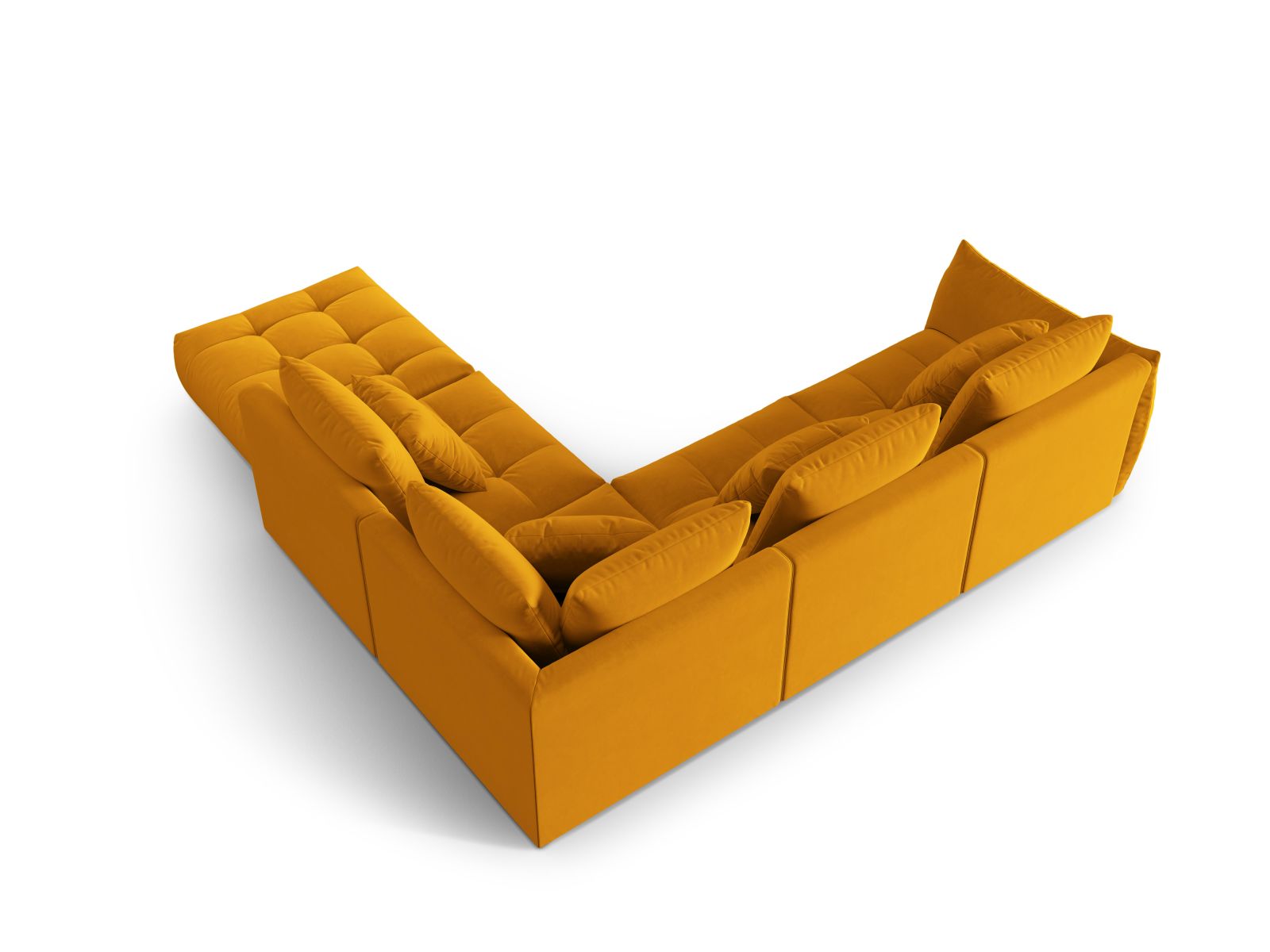 Velvet Modular Right Corner Sofa, "Bloom", 4 Seats, 316x307x97