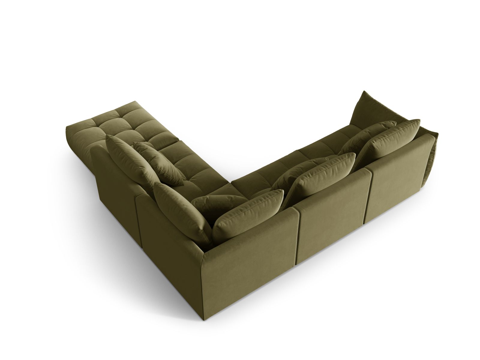 Velvet Modular Right Corner Sofa, "Bloom", 4 Seats, 316x307x97