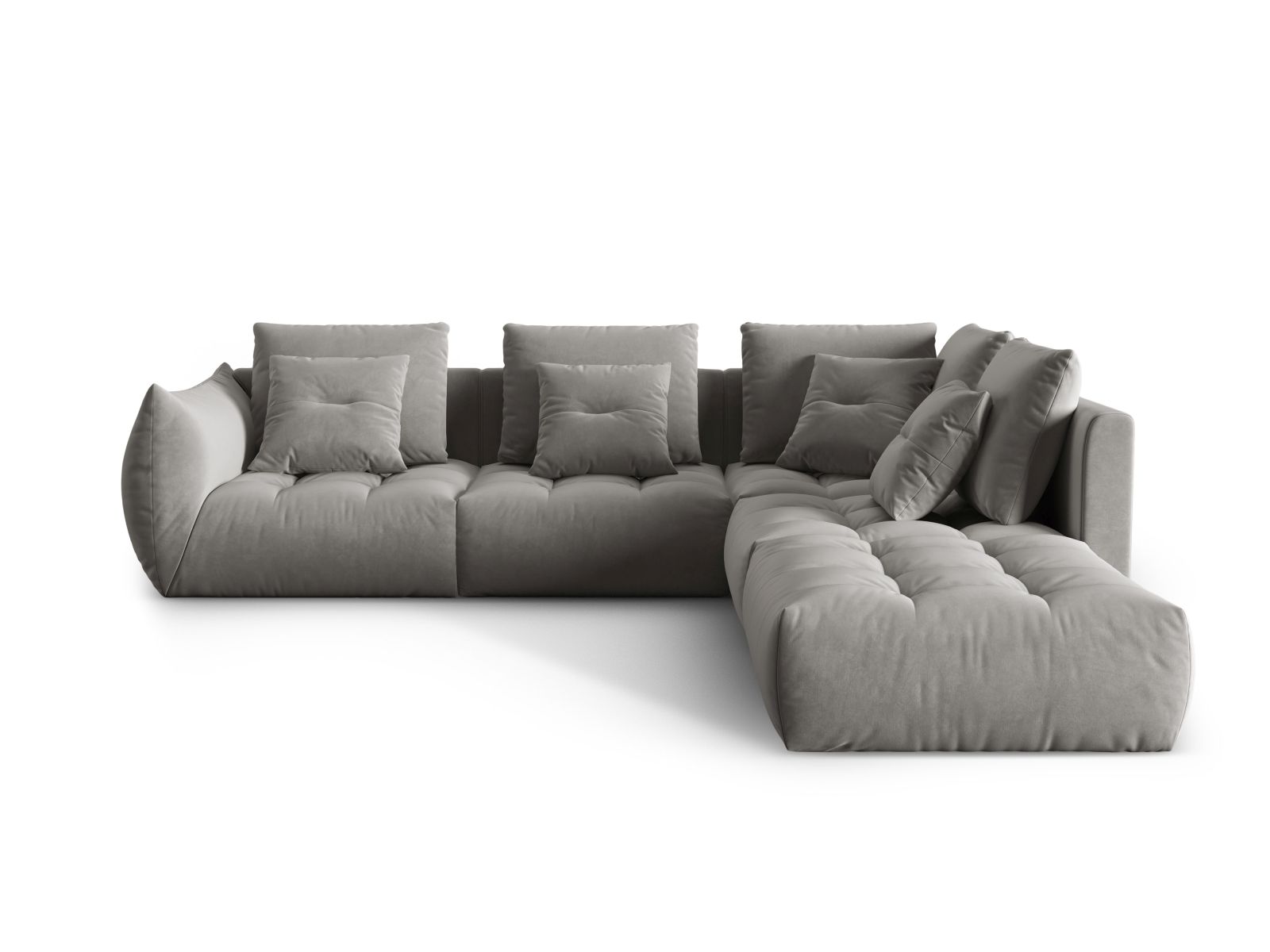 Velvet Modular Right Corner Sofa, "Bloom", 4 Seats, 316x307x97