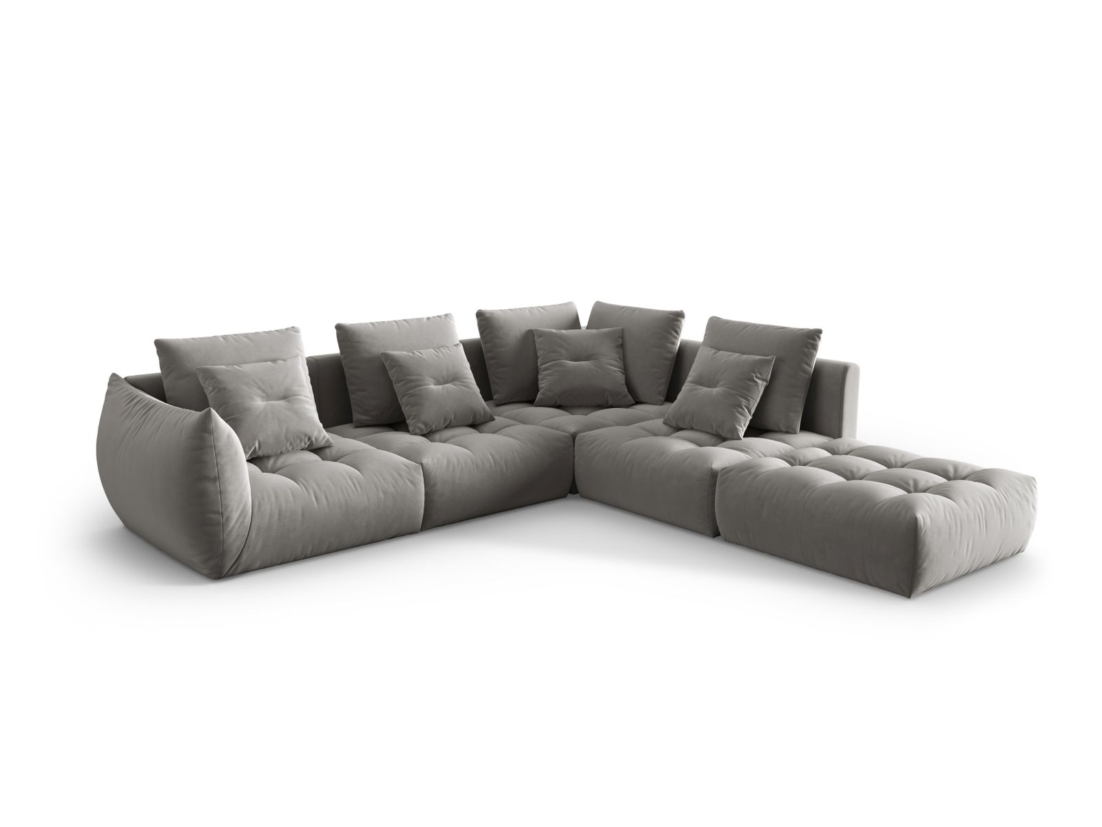 Velvet Modular Right Corner Sofa, "Bloom", 4 Seats, 316x307x97