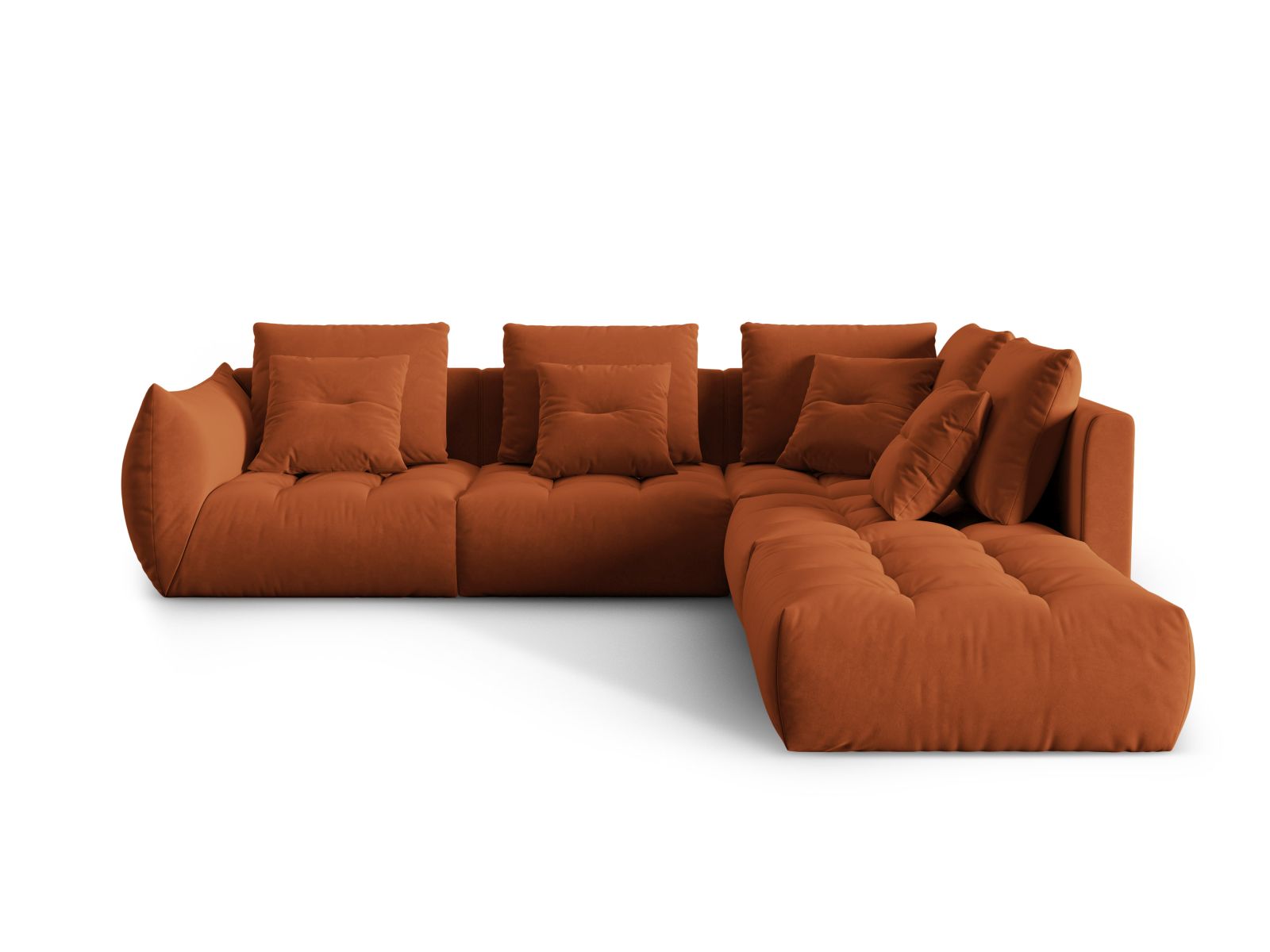 Velvet Modular Right Corner Sofa, "Bloom", 4 Seats, 316x307x97