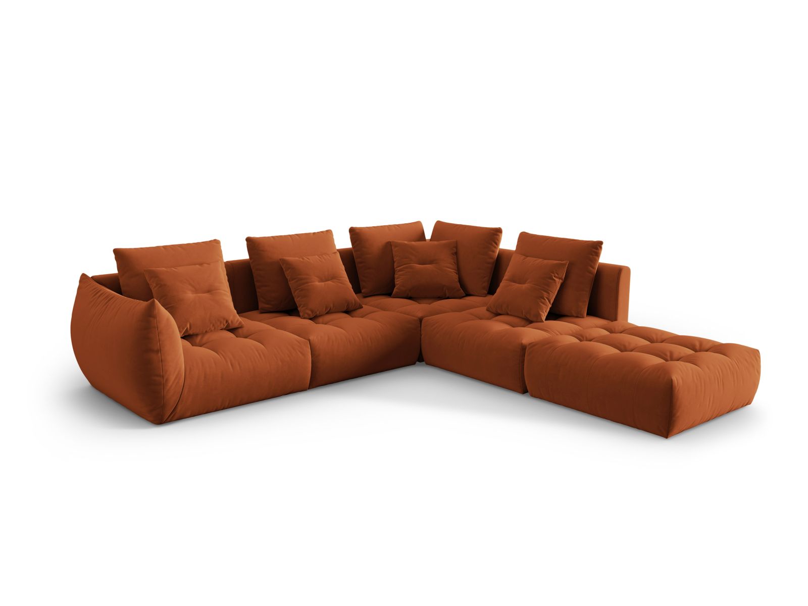 Velvet Modular Right Corner Sofa, "Bloom", 4 Seats, 316x307x97