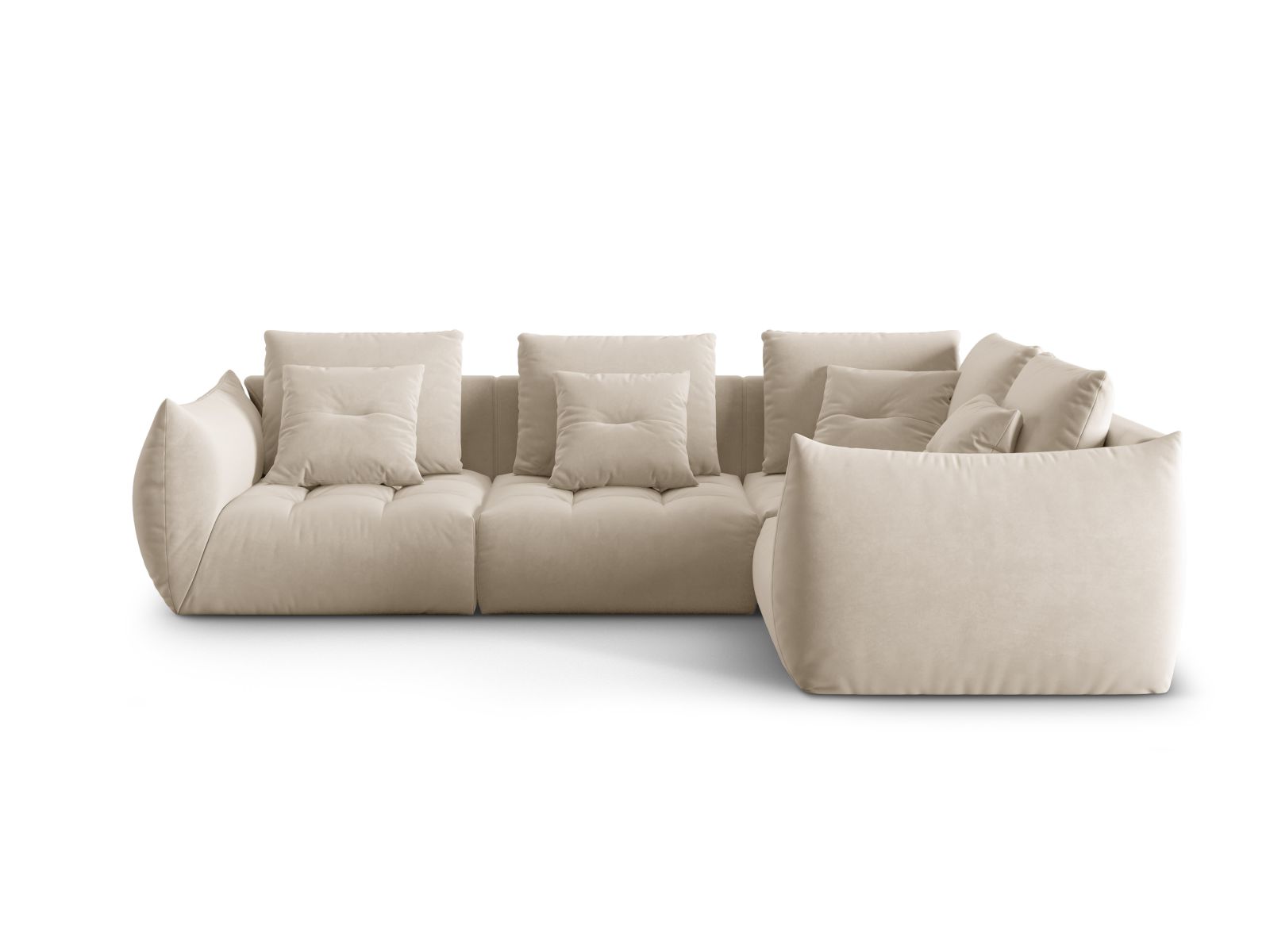 Velvet Modular Right Corner Sofa, "Bloom", 3 Seats, 316x222x97