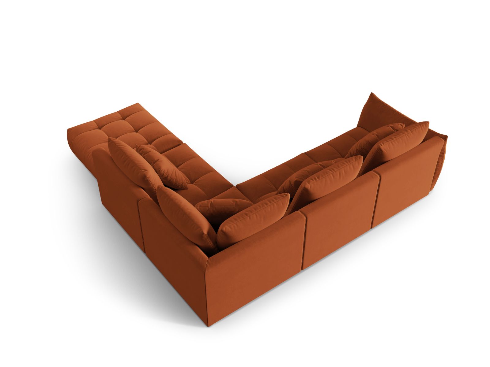 Velvet Modular Right Corner Sofa, "Bloom", 4 Seats, 316x307x97