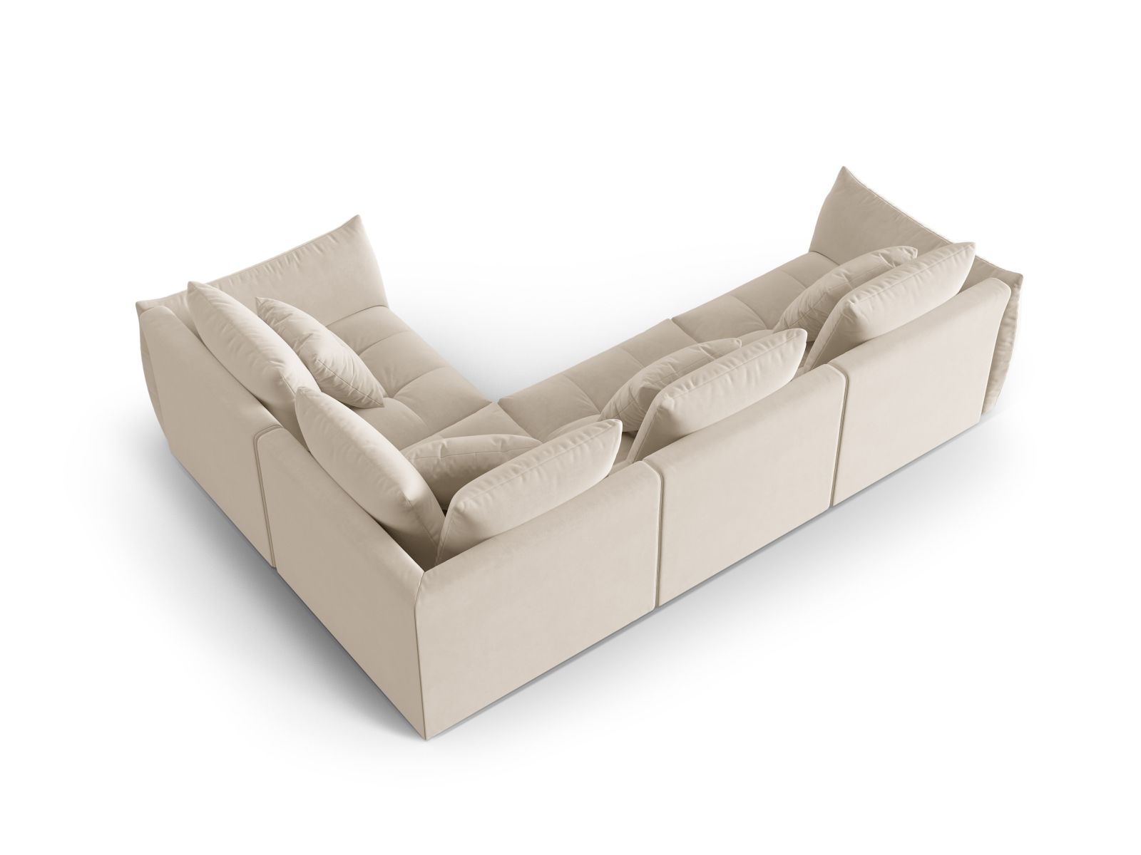 Velvet Modular Right Corner Sofa, "Bloom", 3 Seats, 316x222x97