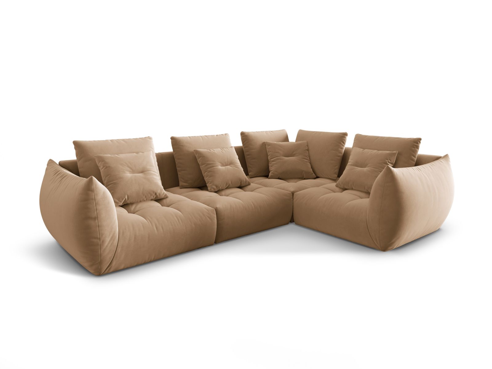 Velvet Modular Right Corner Sofa, "Bloom", 3 Seats, 316x222x97