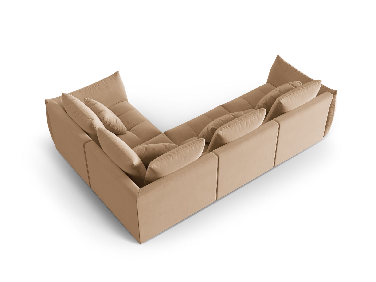 Velvet Modular Right Corner Sofa, "Bloom", 3 Seats, 316x222x97