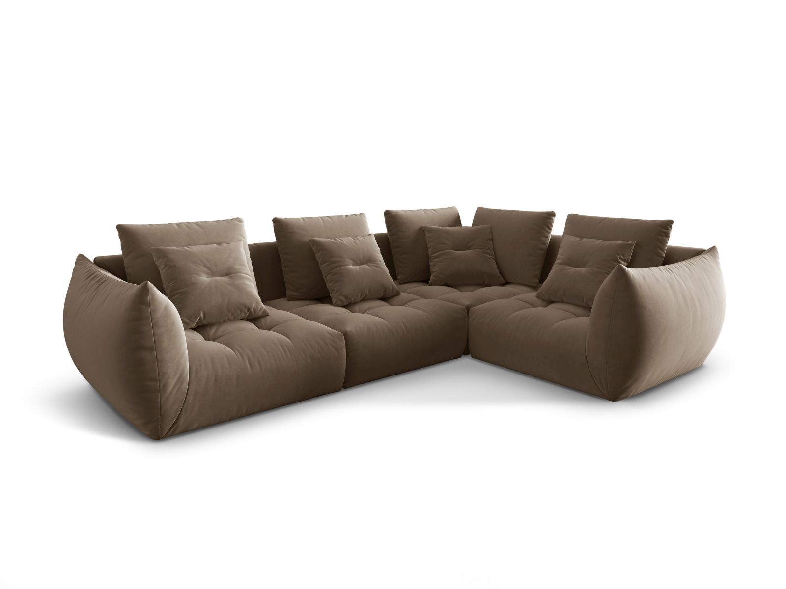Velvet Modular Right Corner Sofa, "Bloom", 3 Seats, 316x222x97