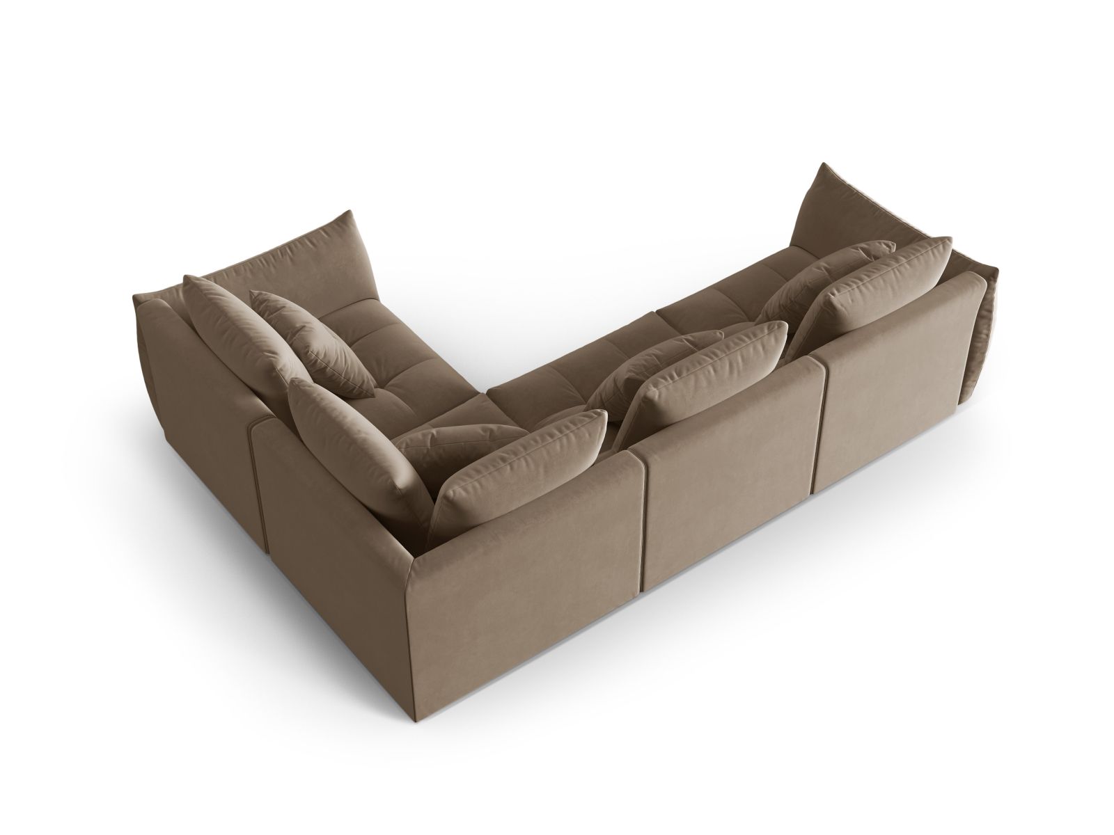 Velvet Modular Right Corner Sofa, "Bloom", 3 Seats, 316x222x97