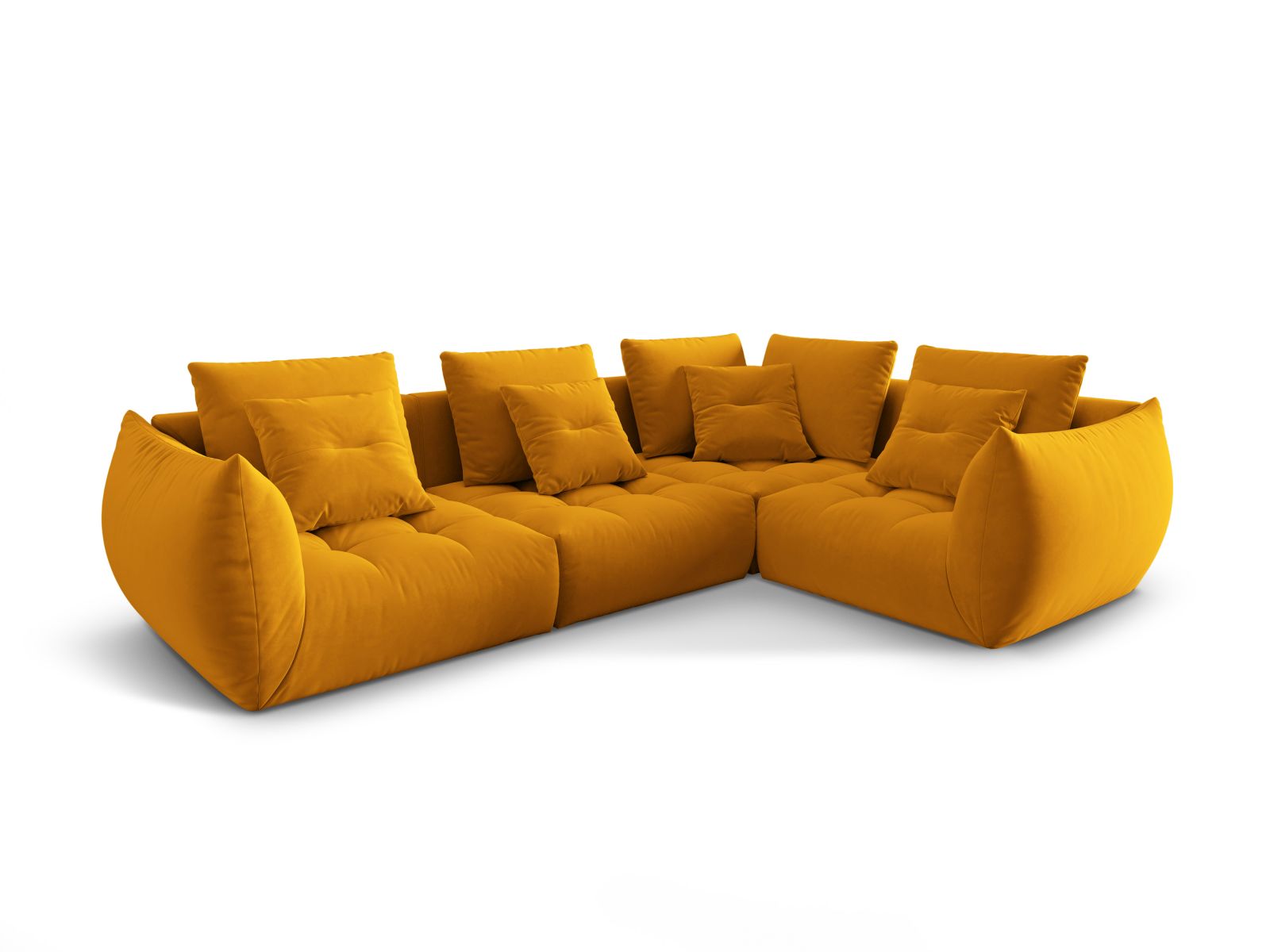 Velvet Modular Right Corner Sofa, "Bloom", 3 Seats, 316x222x97