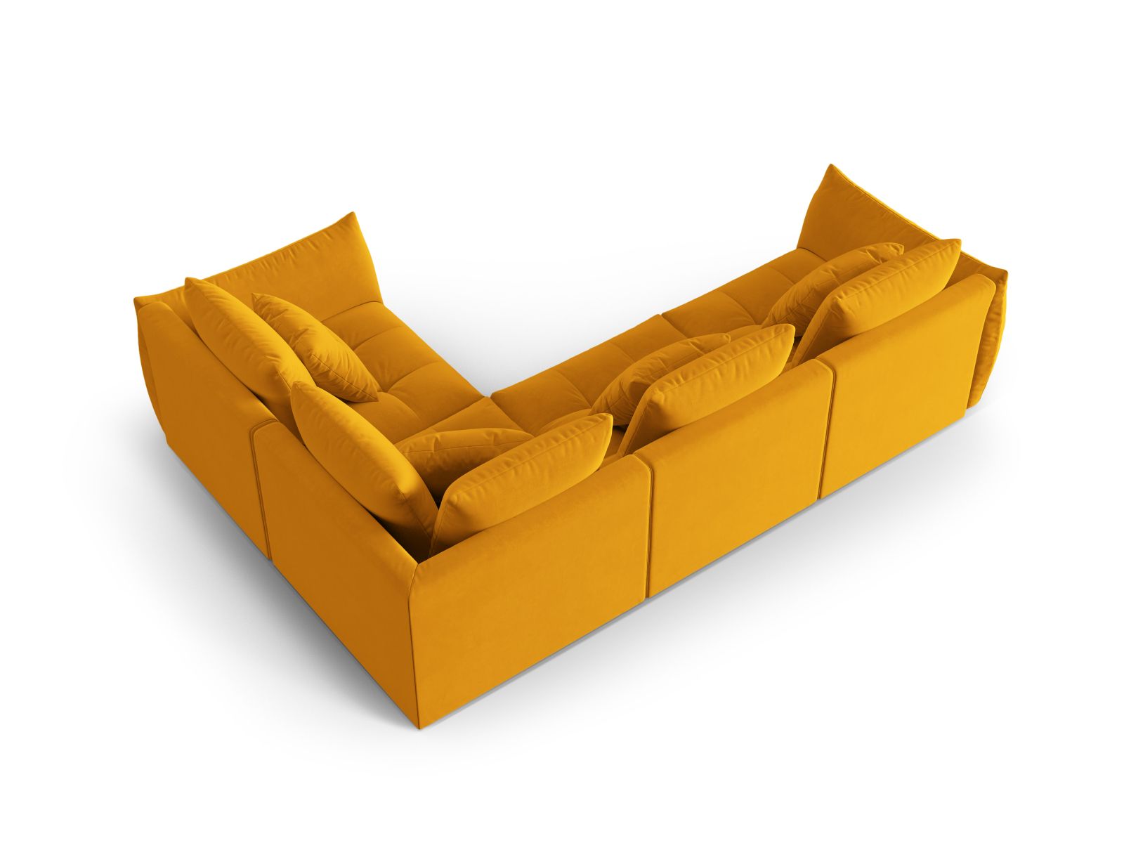 Velvet Modular Right Corner Sofa, "Bloom", 3 Seats, 316x222x97
