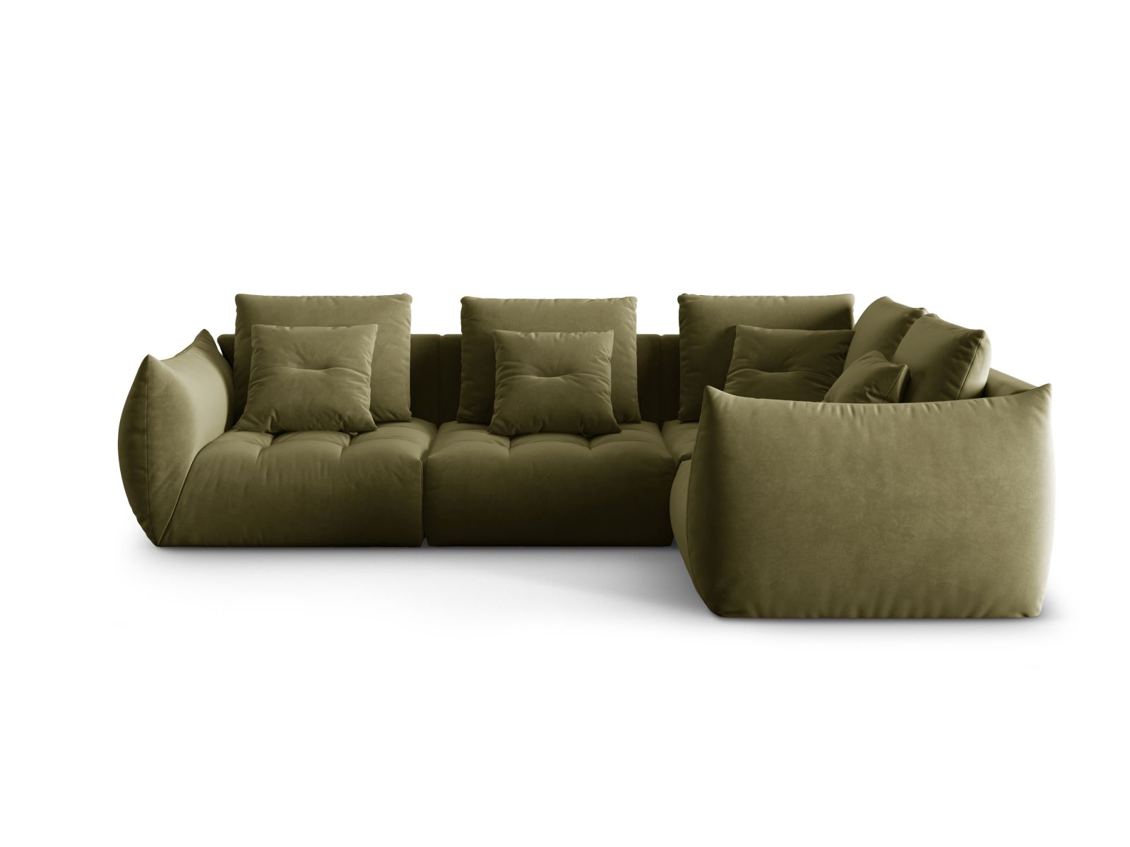 Velvet Modular Right Corner Sofa, "Bloom", 3 Seats, 316x222x97