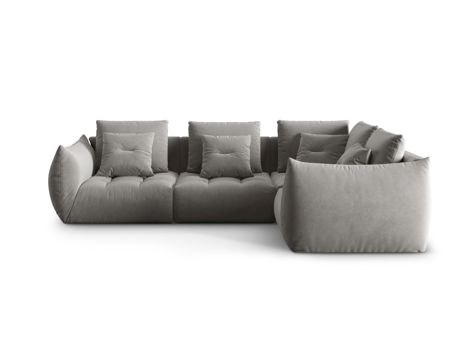 Velvet Modular Right Corner Sofa, "Bloom", 3 Seats, 316x222x97