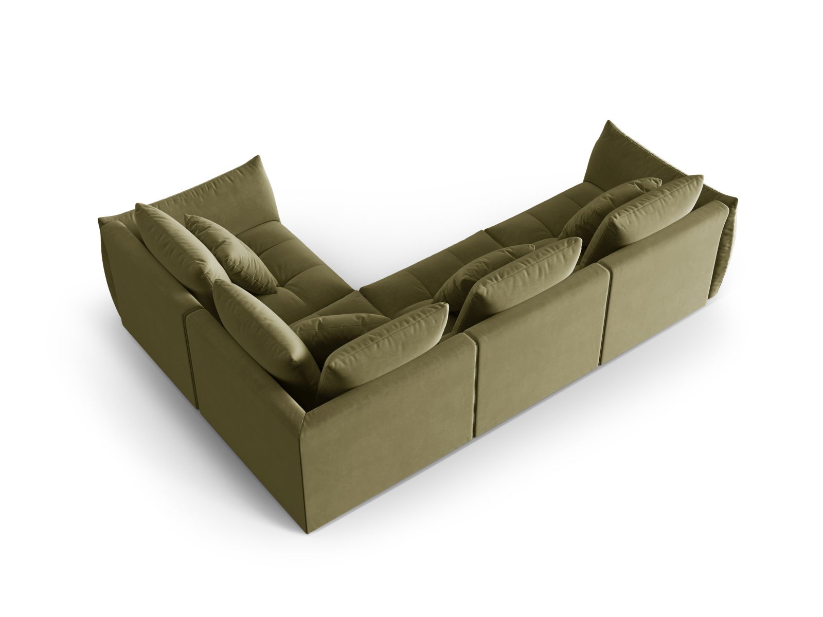 Velvet Modular Right Corner Sofa, "Bloom", 3 Seats, 316x222x97