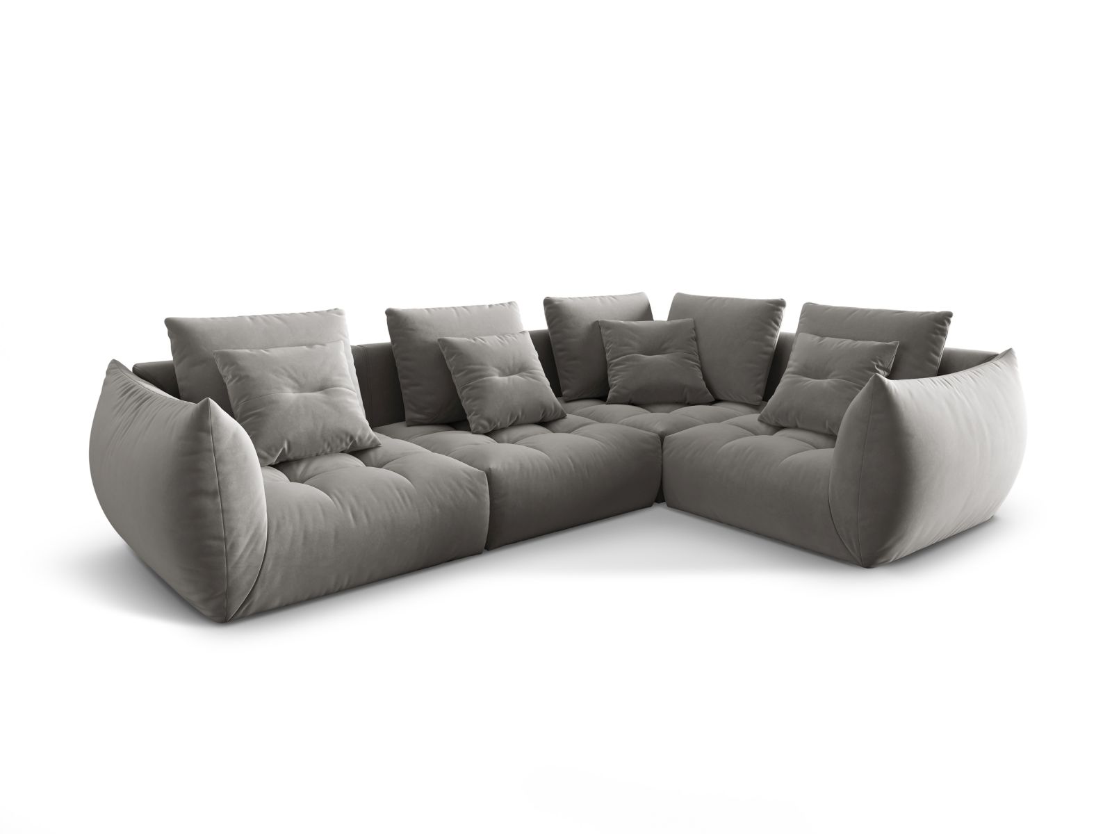 Velvet Modular Right Corner Sofa, "Bloom", 3 Seats, 316x222x97