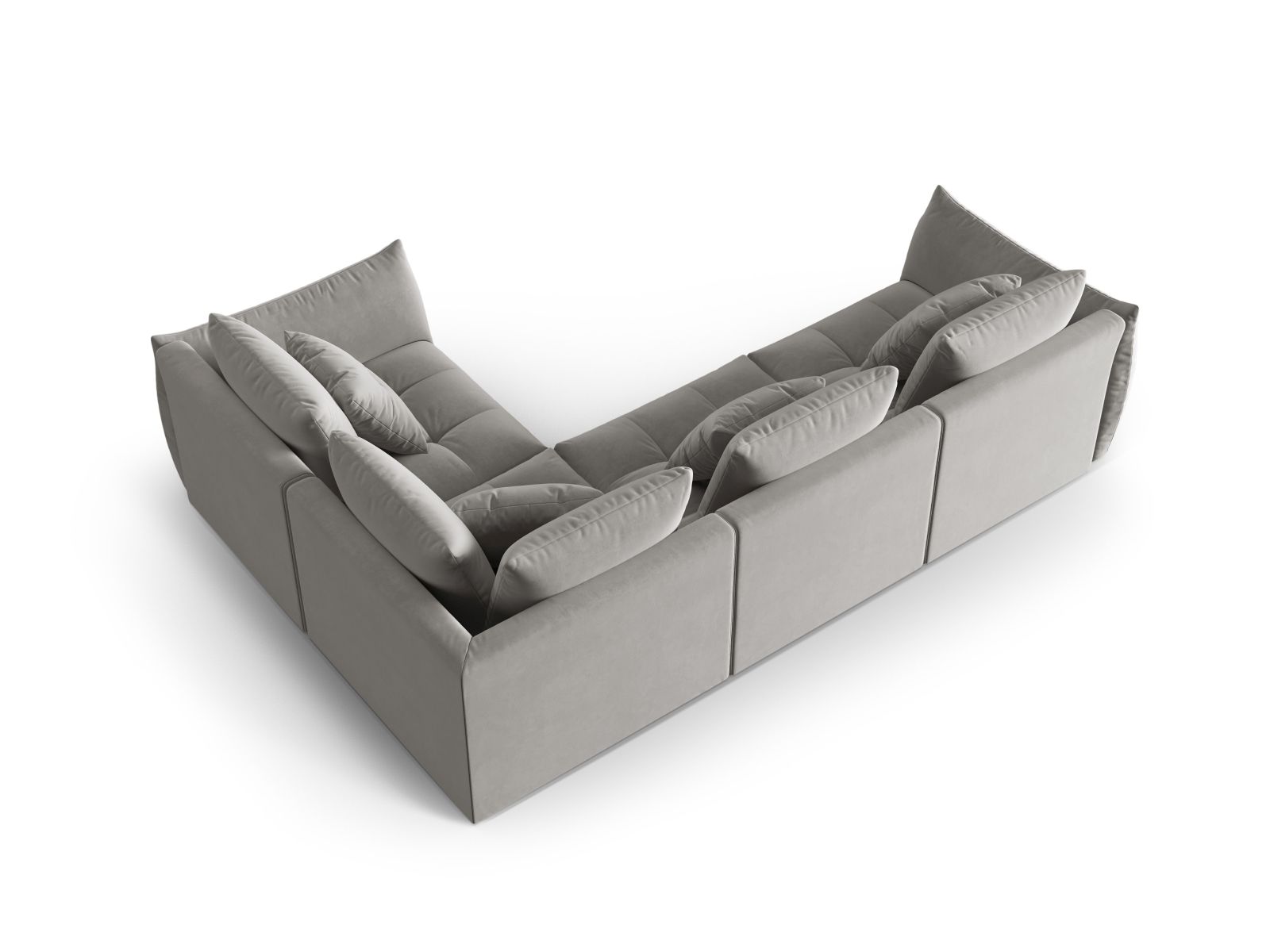 Velvet Modular Right Corner Sofa, "Bloom", 3 Seats, 316x222x97