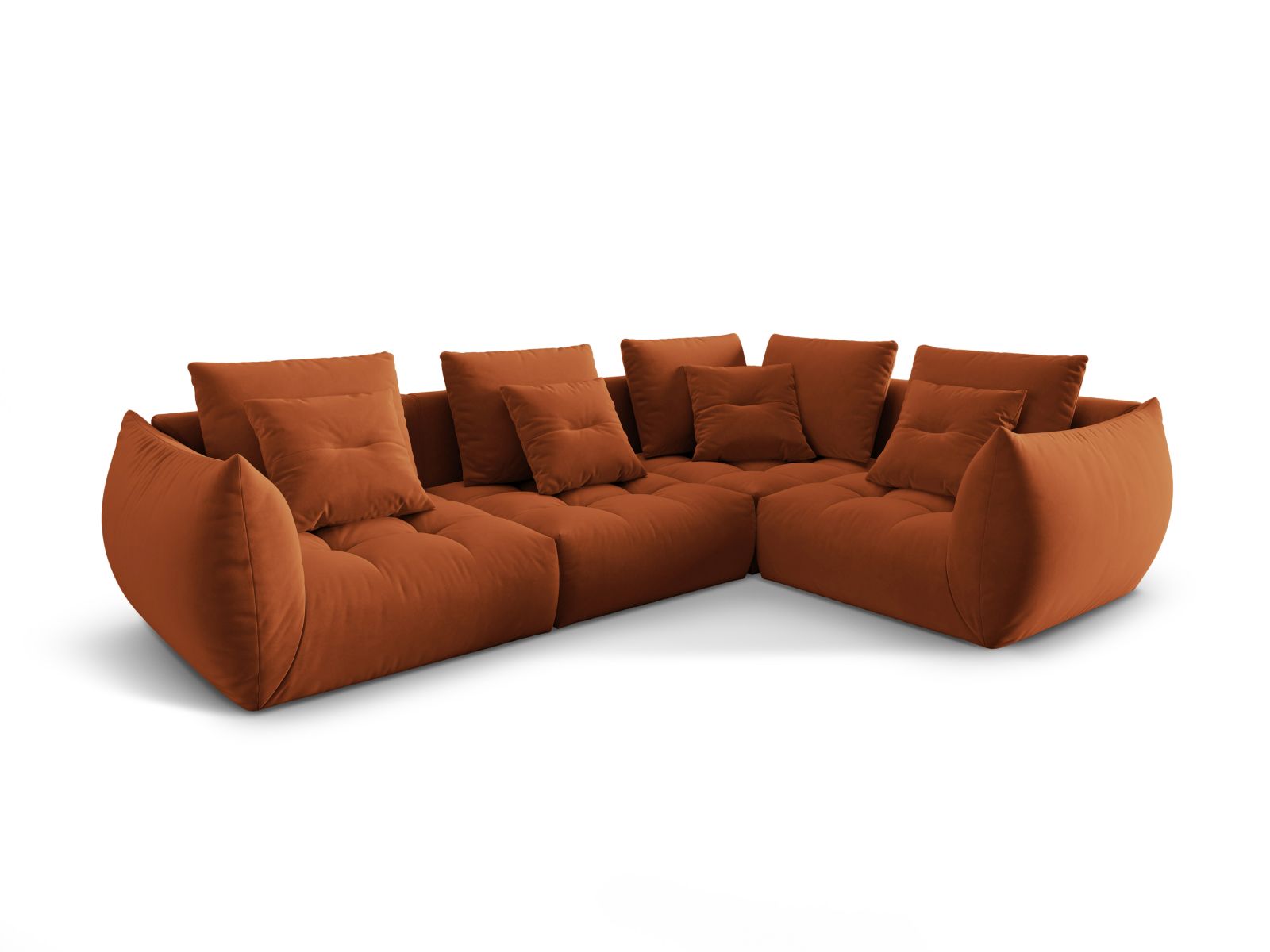 Velvet Modular Right Corner Sofa, "Bloom", 3 Seats, 316x222x97