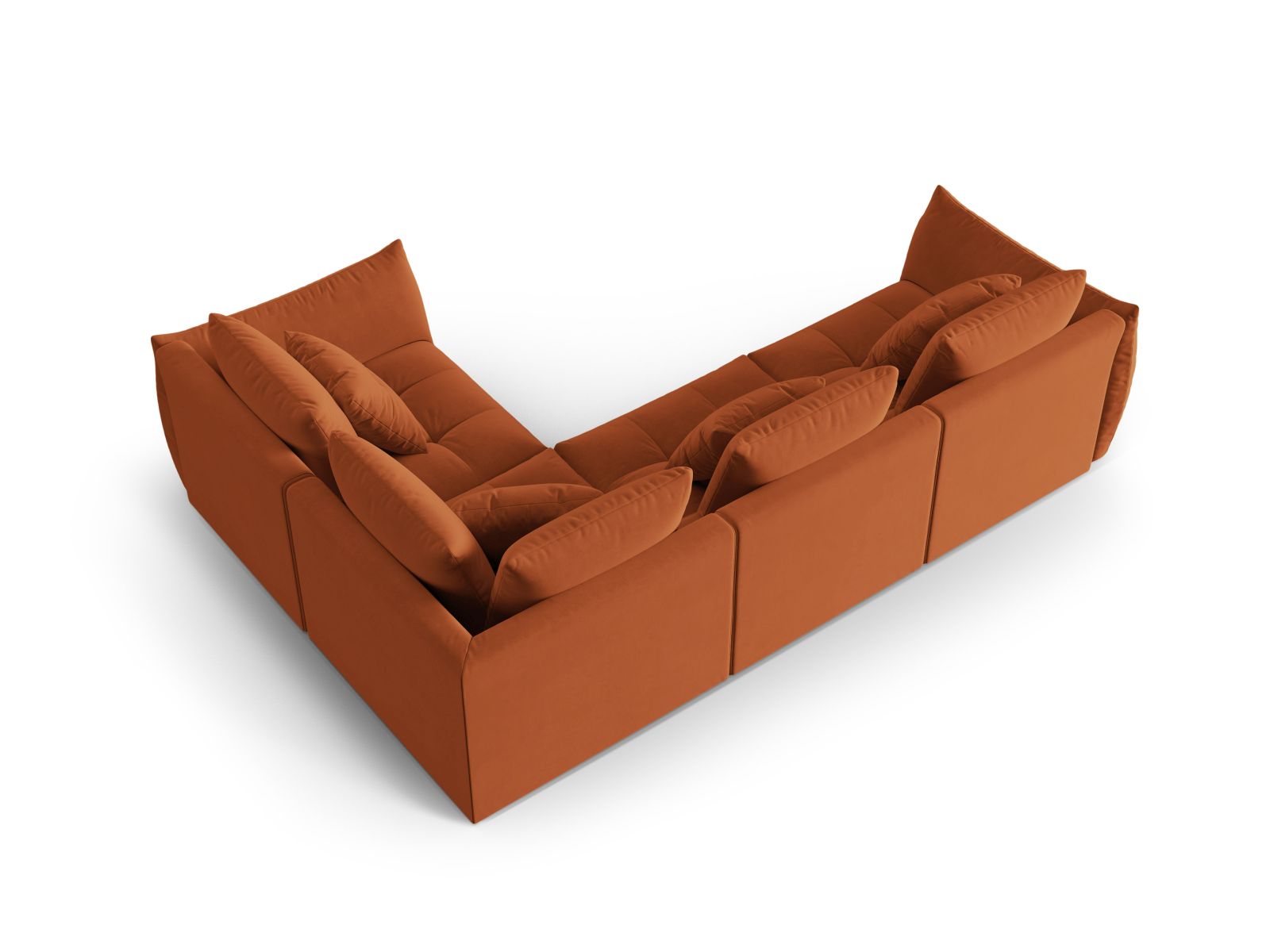 Velvet Modular Right Corner Sofa, "Bloom", 3 Seats, 316x222x97