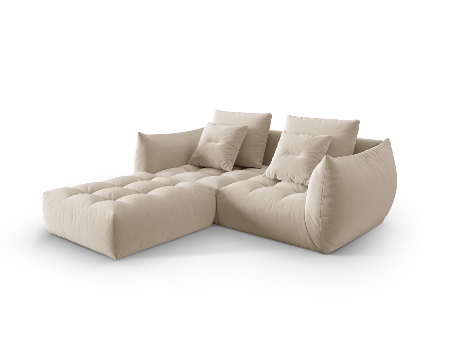 Velvet Modular Sofa, "Bloom", 3 Seats, 232x214x97