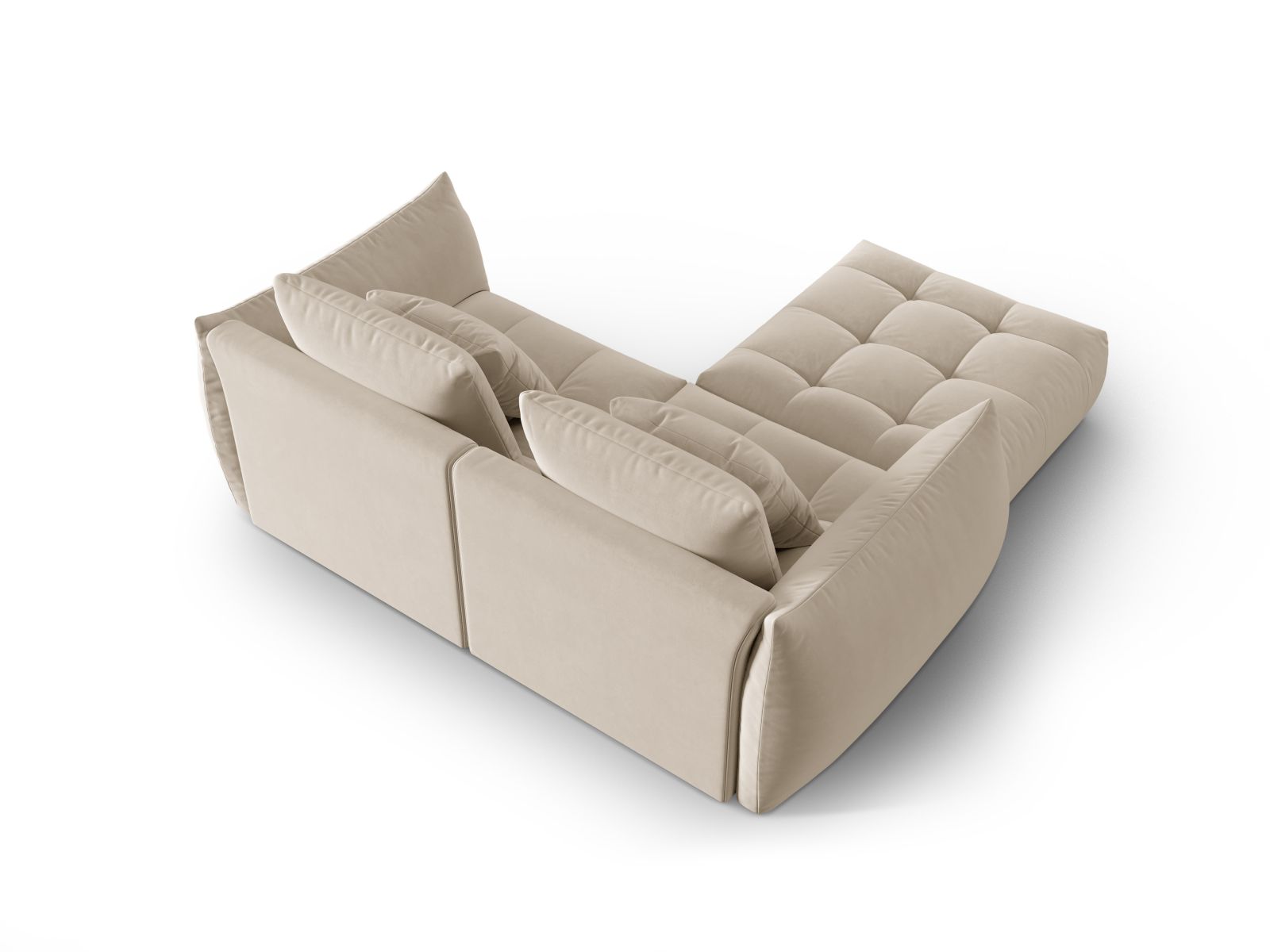 Velvet Modular Sofa, "Bloom", 3 Seats, 232x214x97