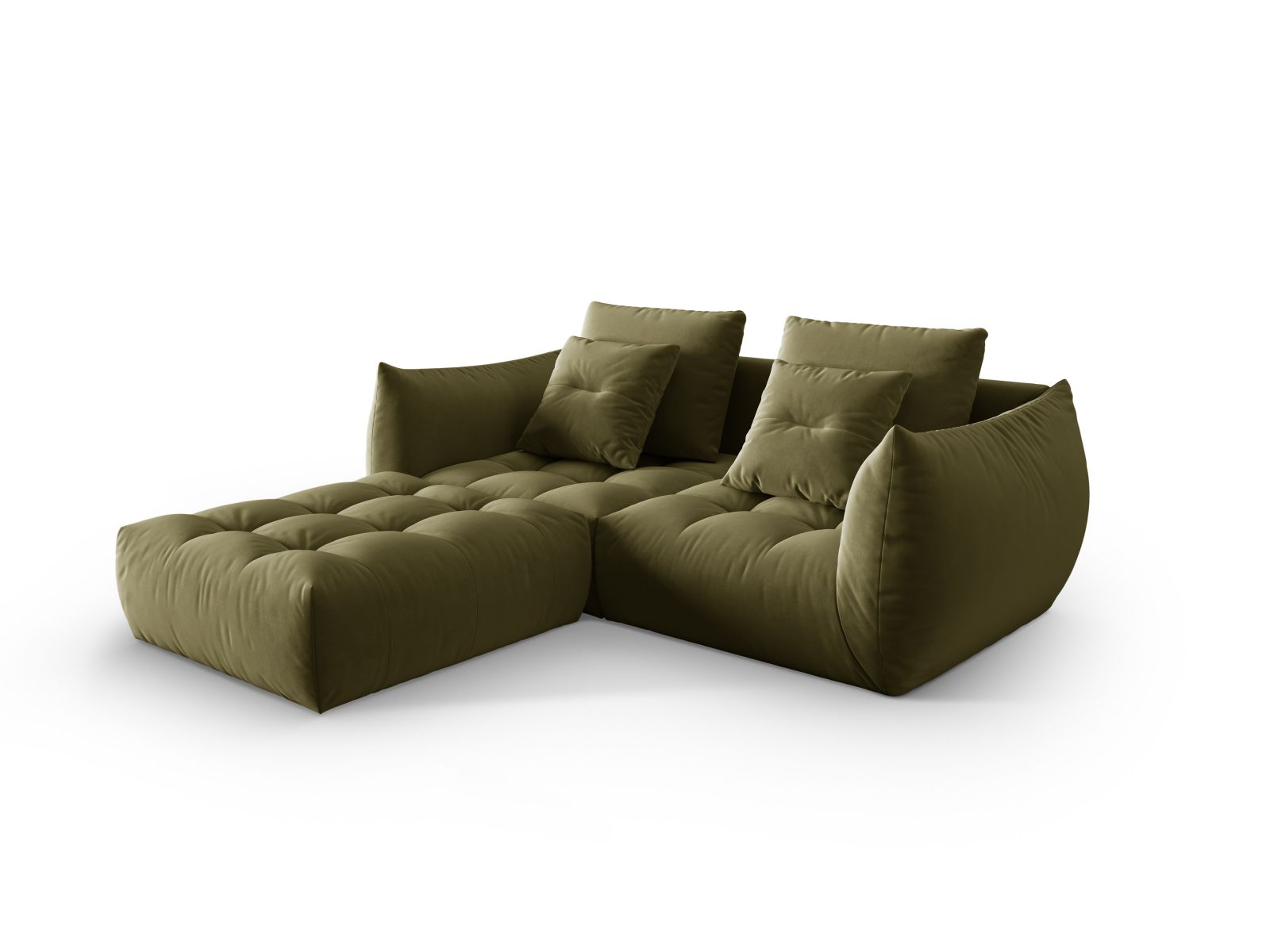 Velvet Modular Sofa, "Bloom", 3 Seats, 232x214x97
