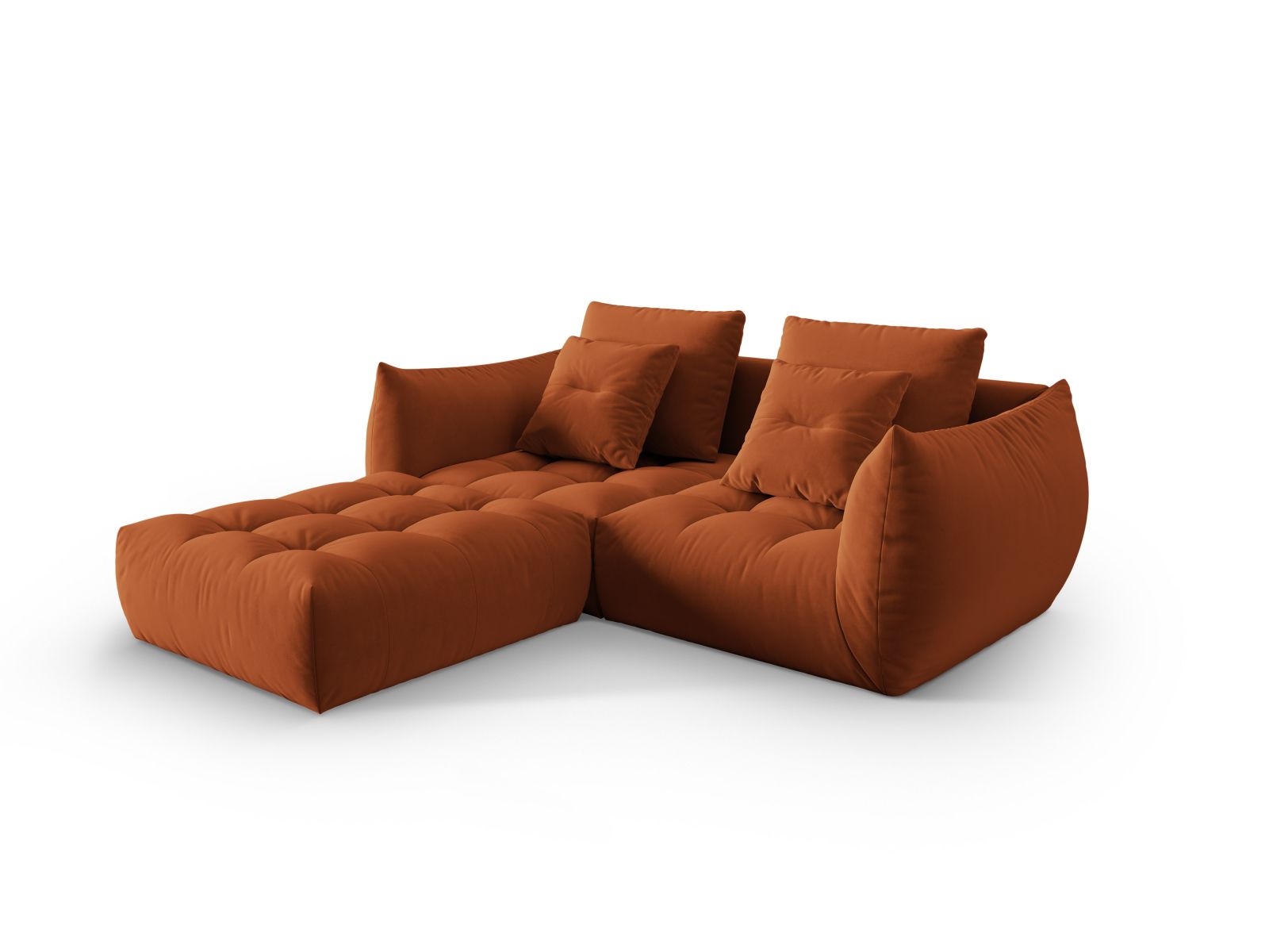 Velvet Modular Sofa, "Bloom", 3 Seats, 232x214x97
