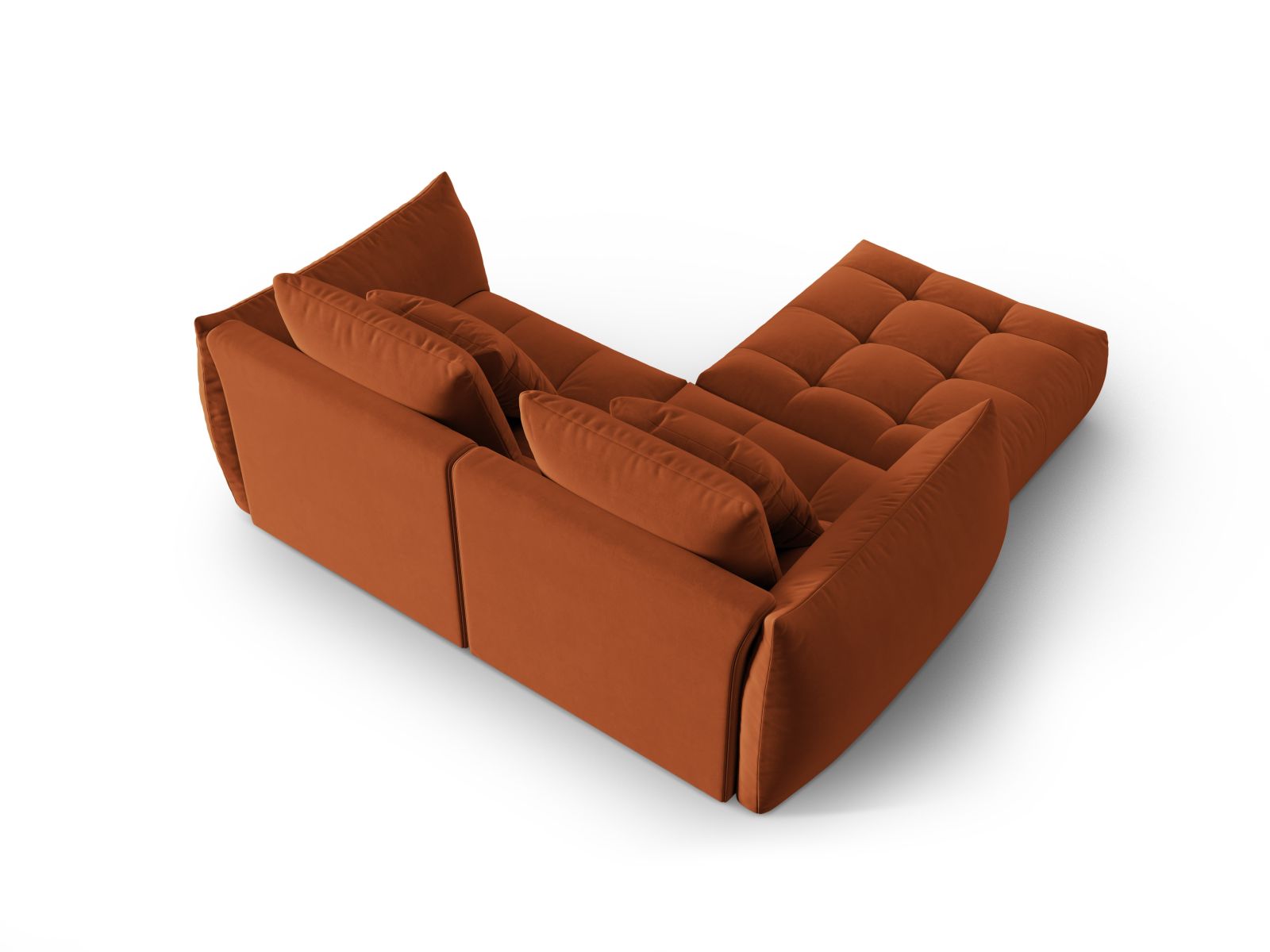 Velvet Modular Sofa, "Bloom", 3 Seats, 232x214x97