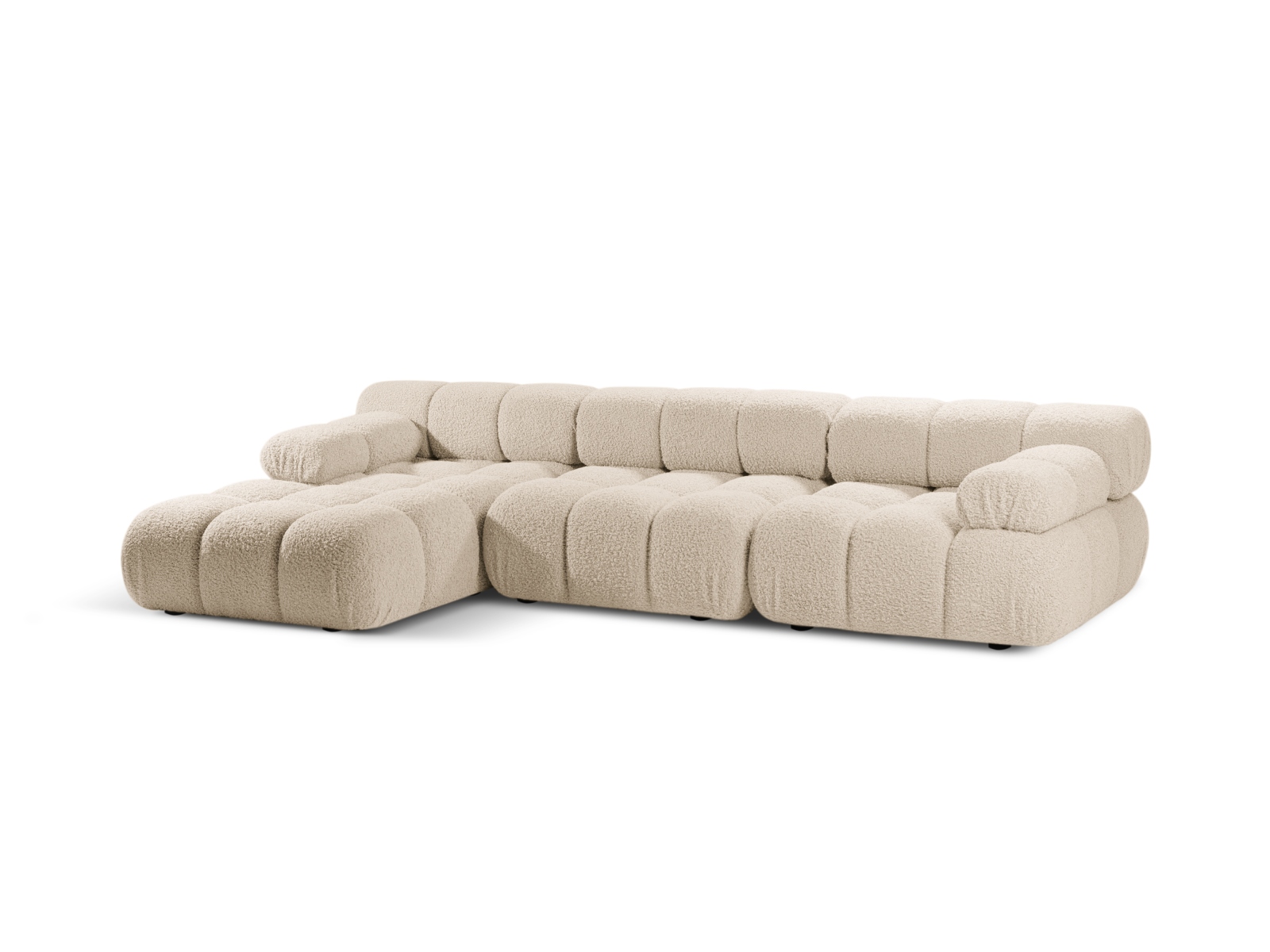 Boucle Modular Left Corner Sofa, "Bellis", 4 Seats, 282x155x70