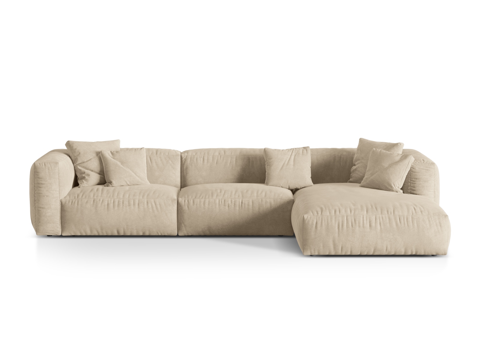 Velvet Modular Right Corner Sofa XL, "Martina", 3 Seats, 330x176x75