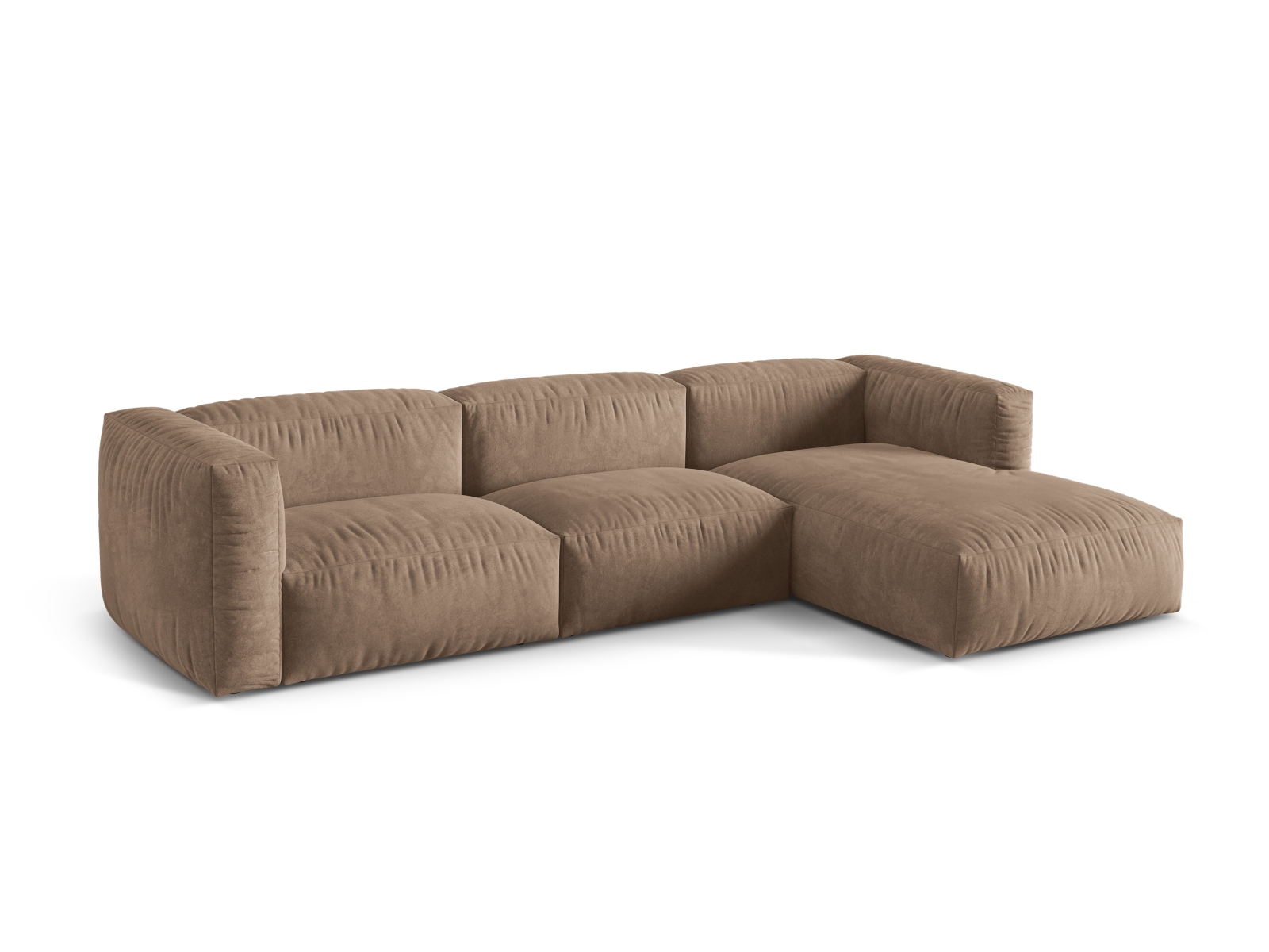 Velvet Modular Right Corner Sofa XL, "Martina", 3 Seats, 330x176x75