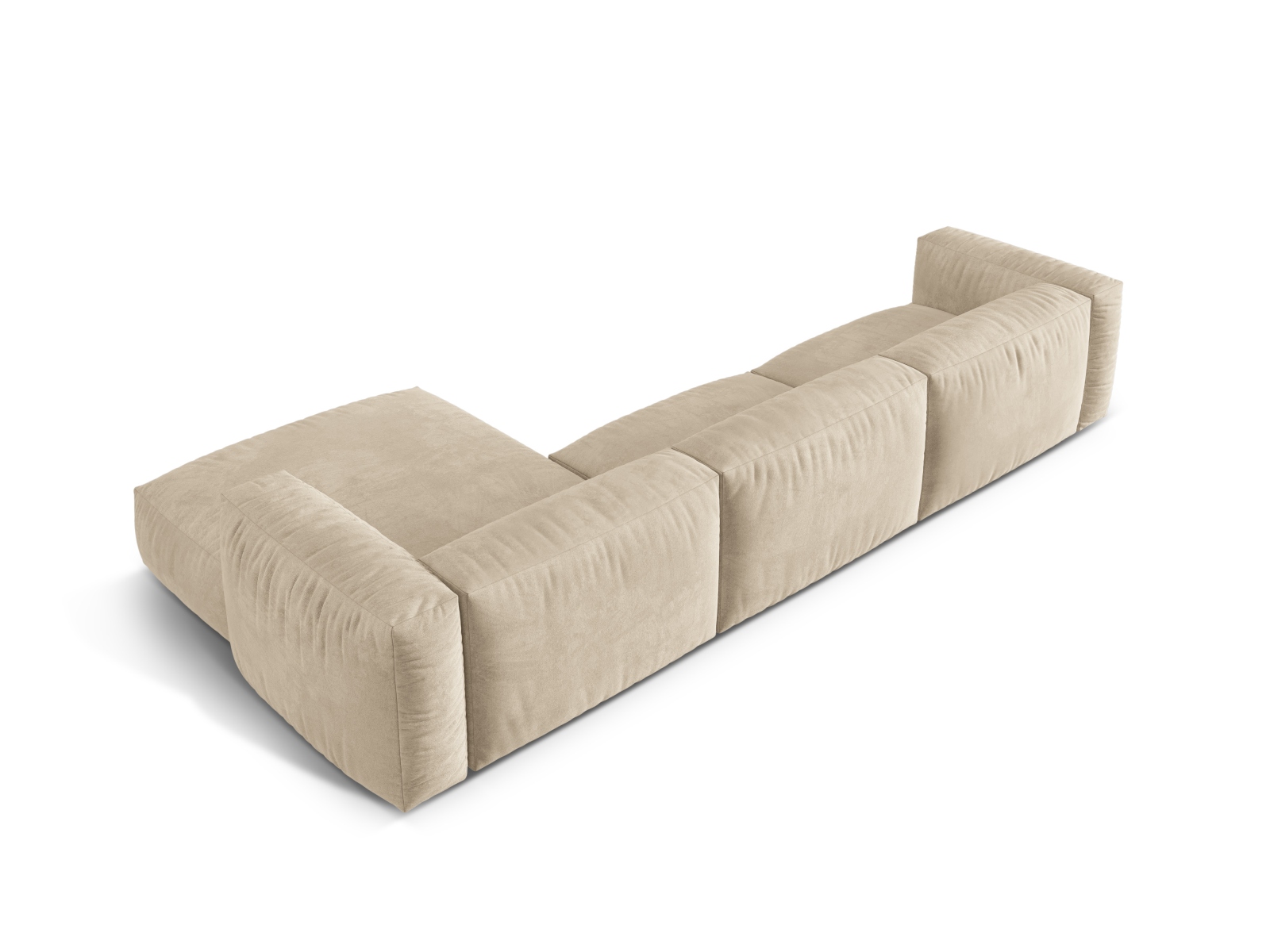 Velvet Modular Right Corner Sofa XL, "Martina", 3 Seats, 330x176x75
