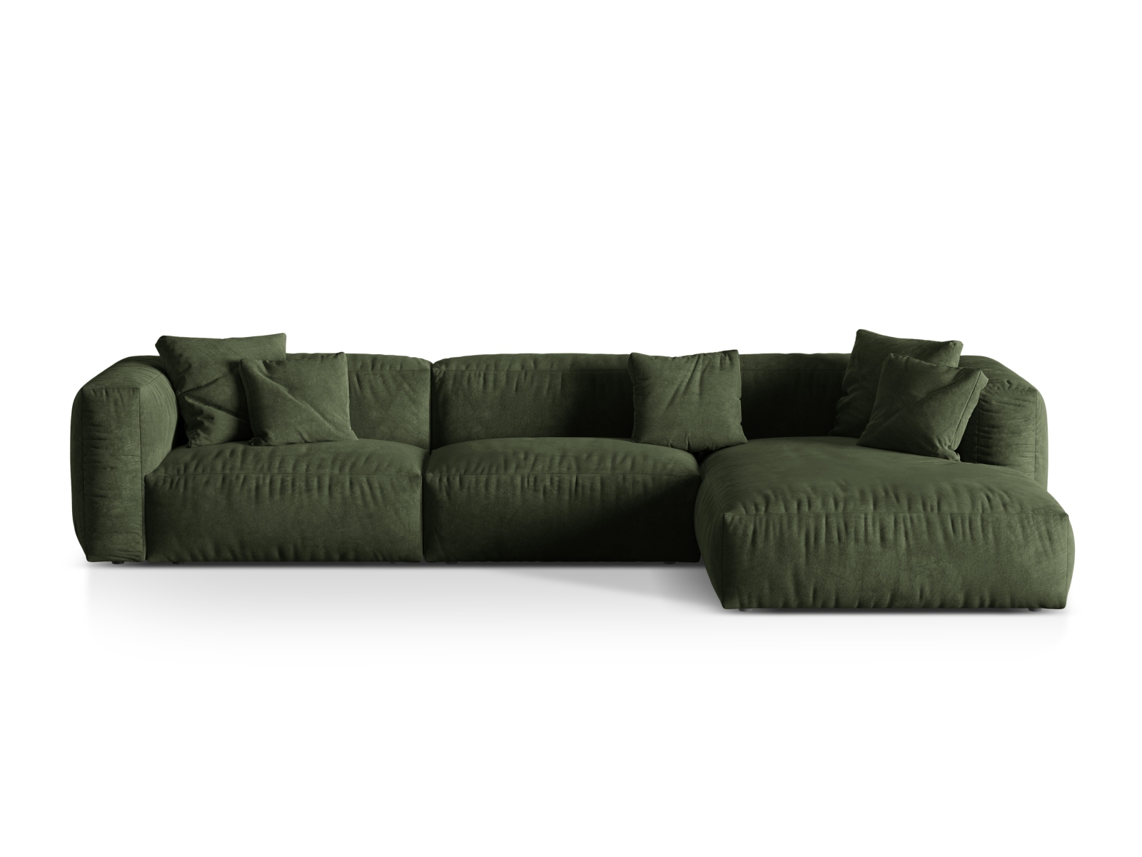 Velvet Modular Right Corner Sofa XL, "Martina", 3 Seats, 330x176x75