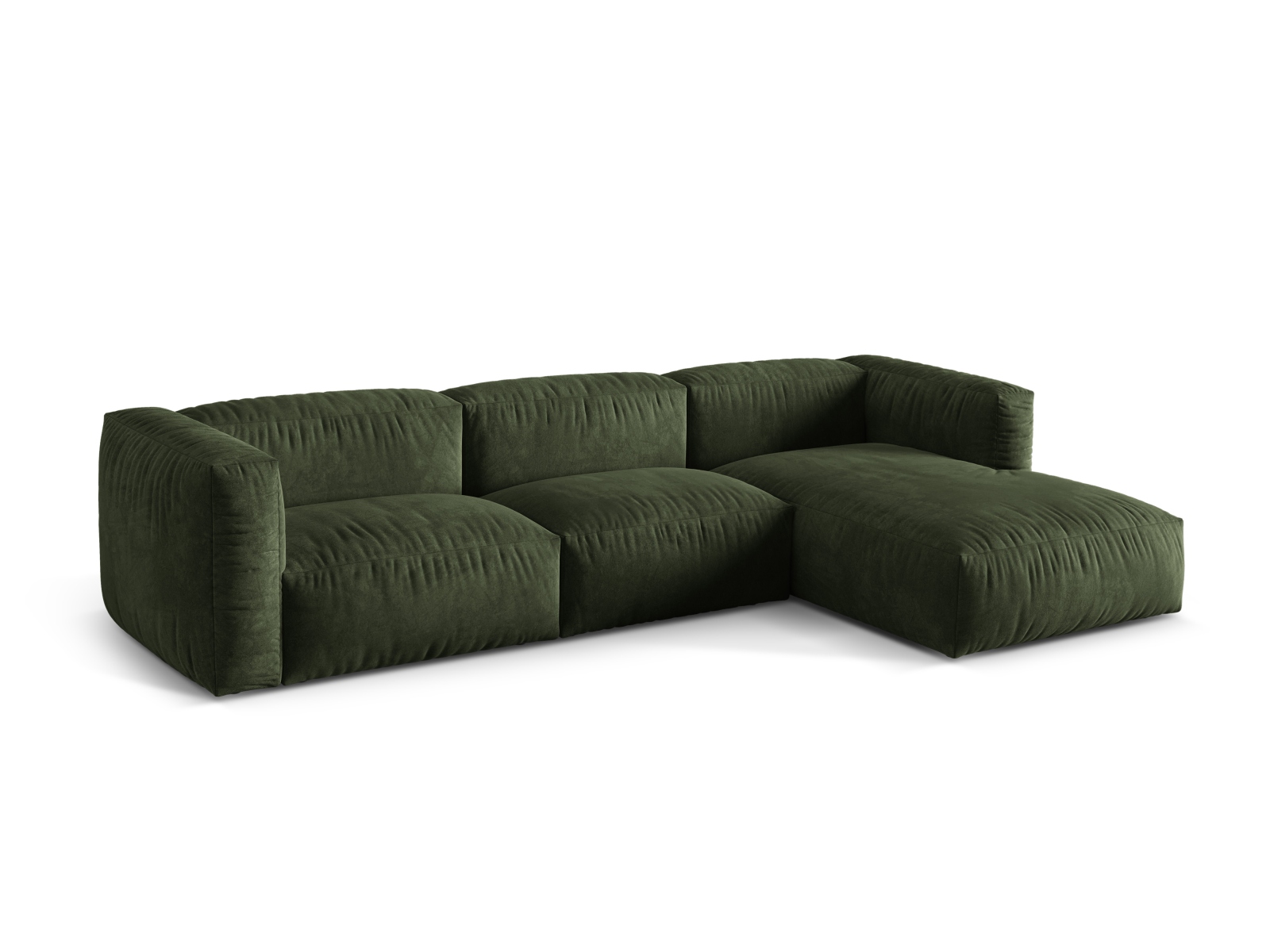 Velvet Modular Right Corner Sofa XL, "Martina", 3 Seats, 330x176x75