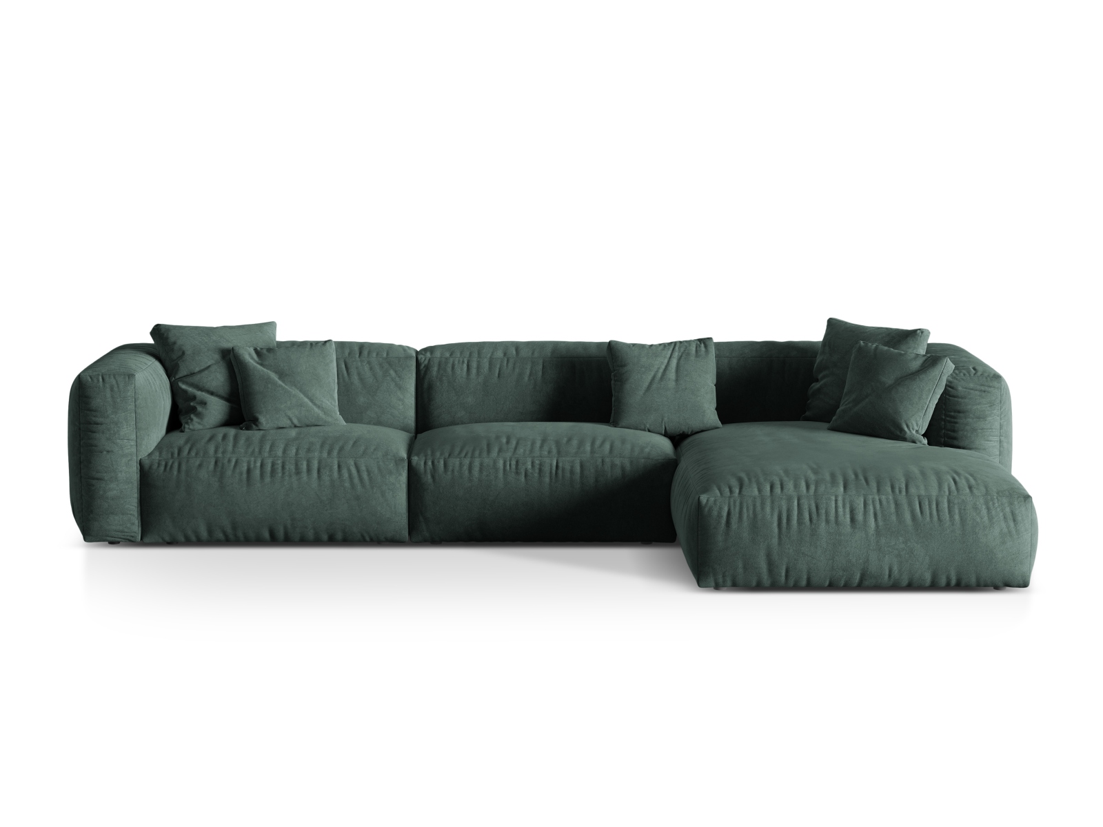 Velvet Modular Right Corner Sofa XL, "Martina", 3 Seats, 330x176x75