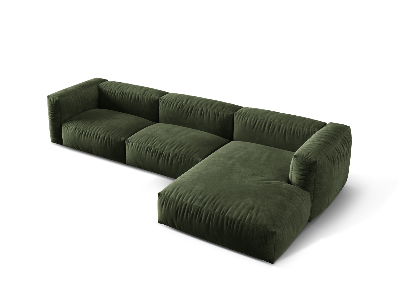 Velvet Modular Right Corner Sofa XL, "Martina", 3 Seats, 330x176x75