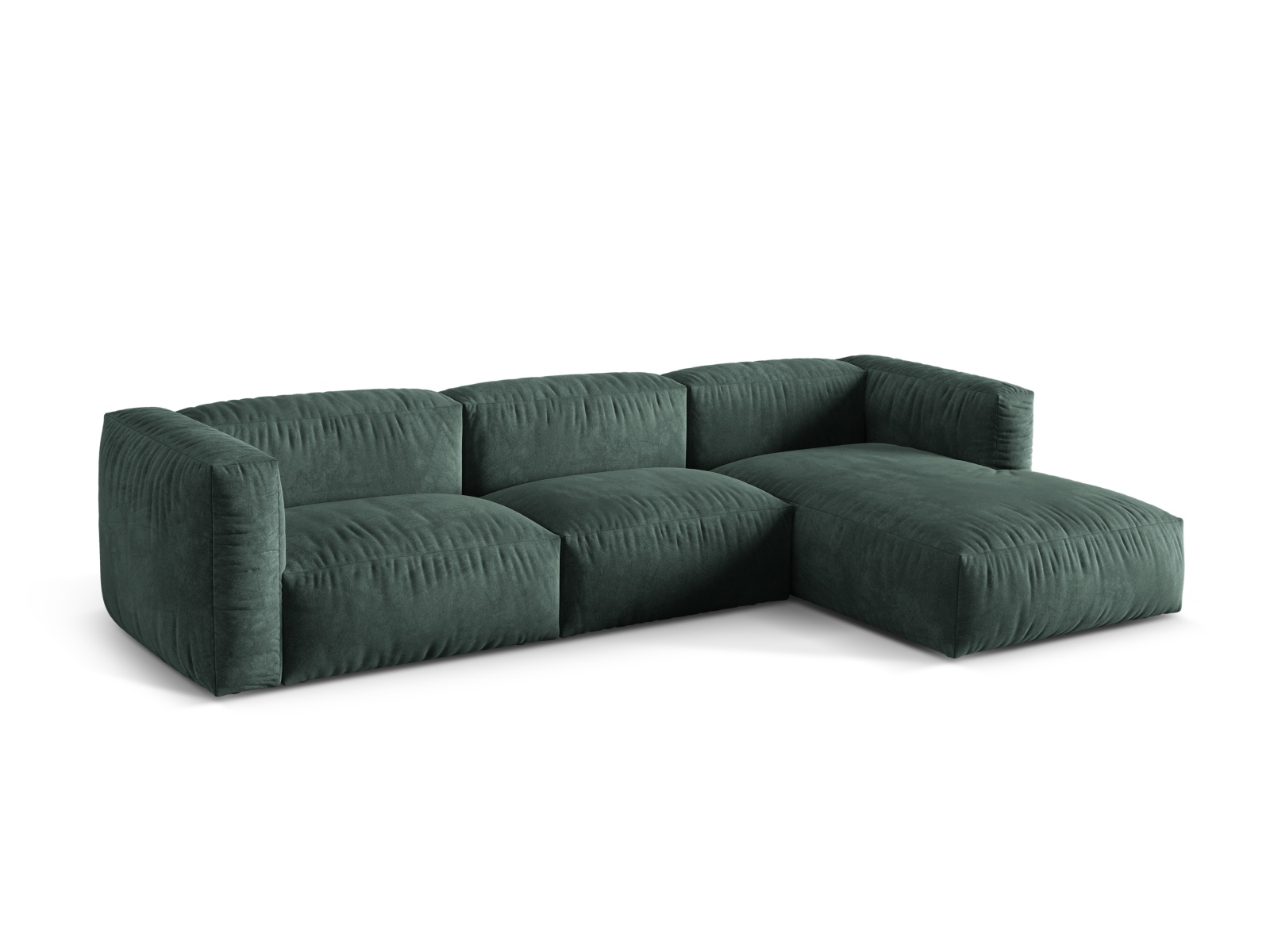 Velvet Modular Right Corner Sofa XL, "Martina", 3 Seats, 330x176x75