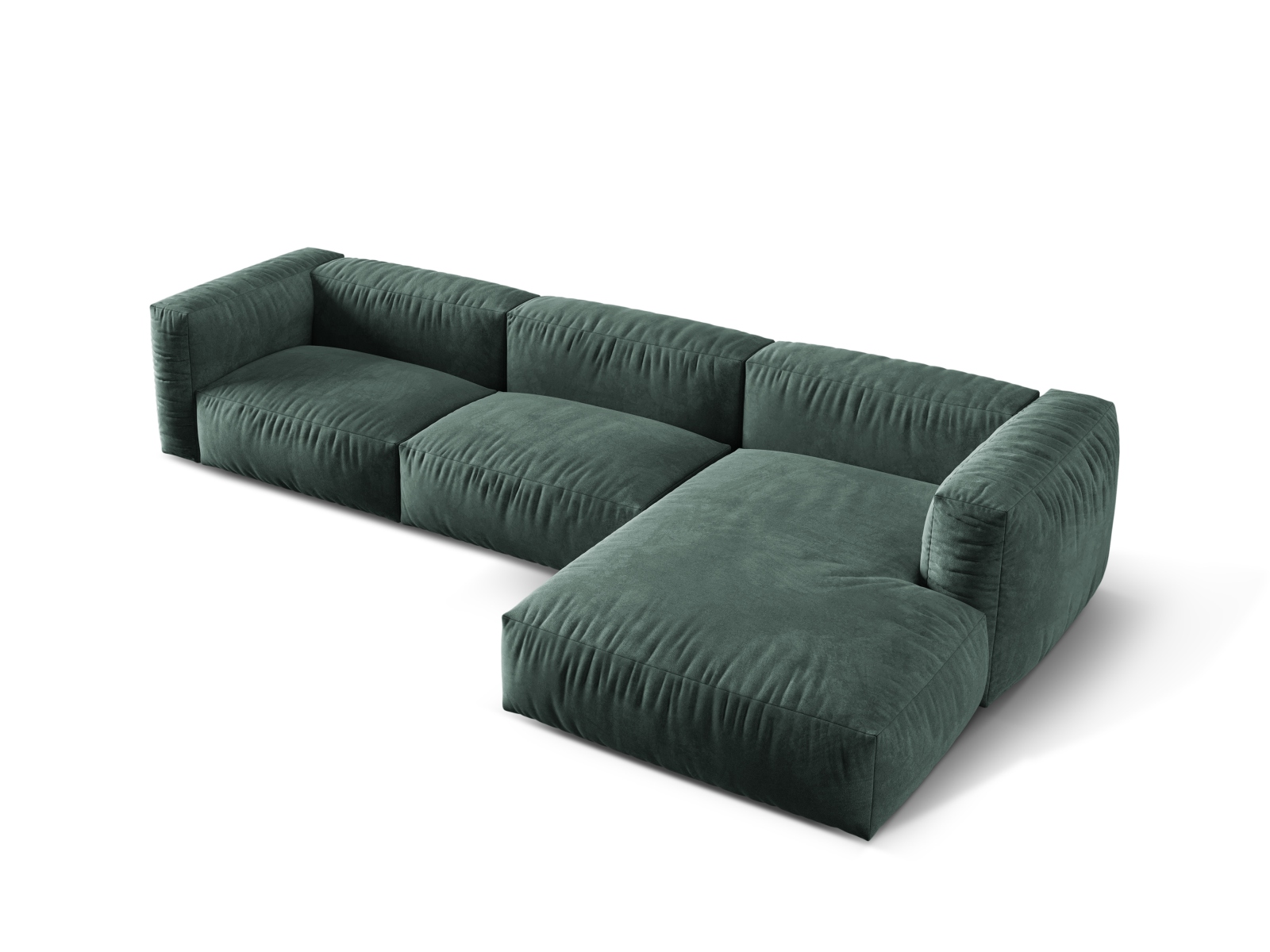 Velvet Modular Right Corner Sofa XL, "Martina", 3 Seats, 330x176x75