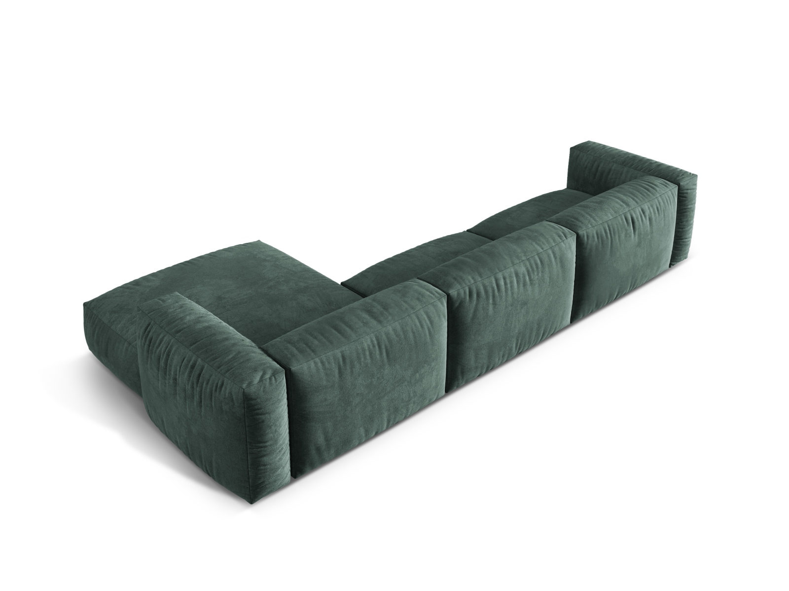 Velvet Modular Right Corner Sofa XL, "Martina", 3 Seats, 330x176x75