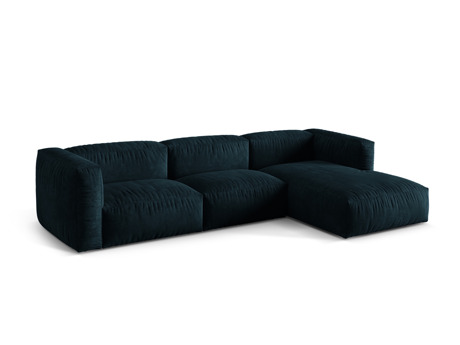 Velvet Modular Right Corner Sofa XL, "Martina", 3 Seats, 330x176x75