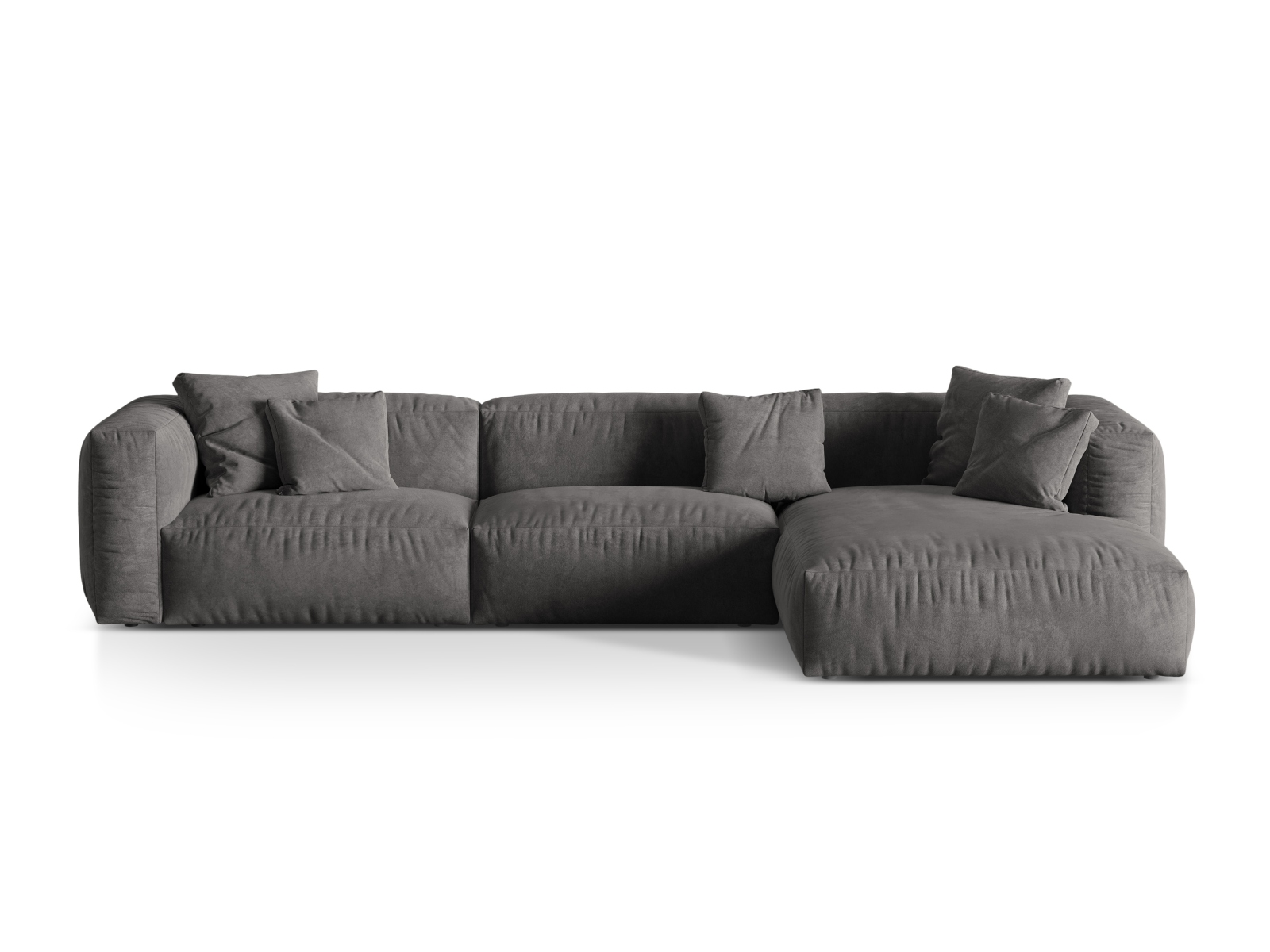Velvet Modular Right Corner Sofa XL, "Martina", 3 Seats, 330x176x75