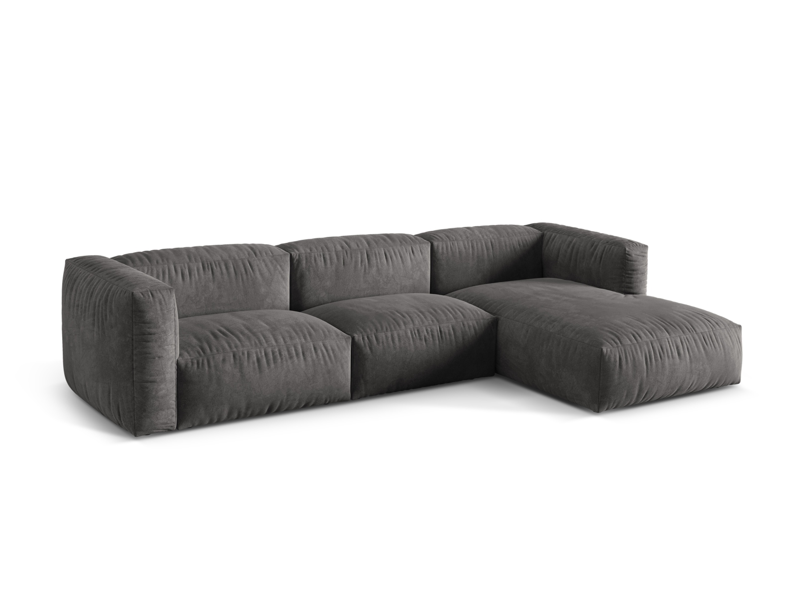 Velvet Modular Right Corner Sofa XL, "Martina", 3 Seats, 330x176x75